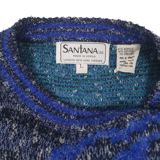 Mens Blue Santana Vintage Crewneck Jumper