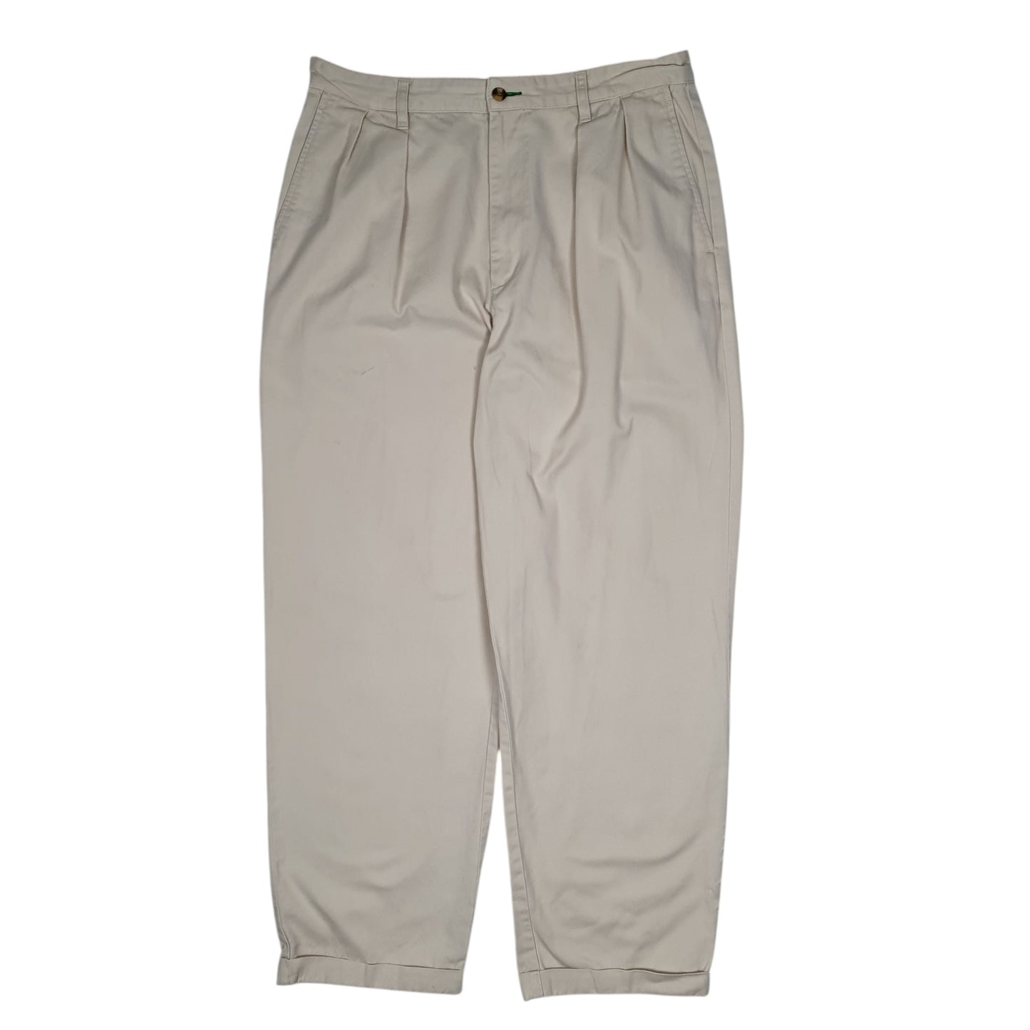 Mens Cream Tommy Hilfiger Vintage 90s Double Pleated Chino Trousers