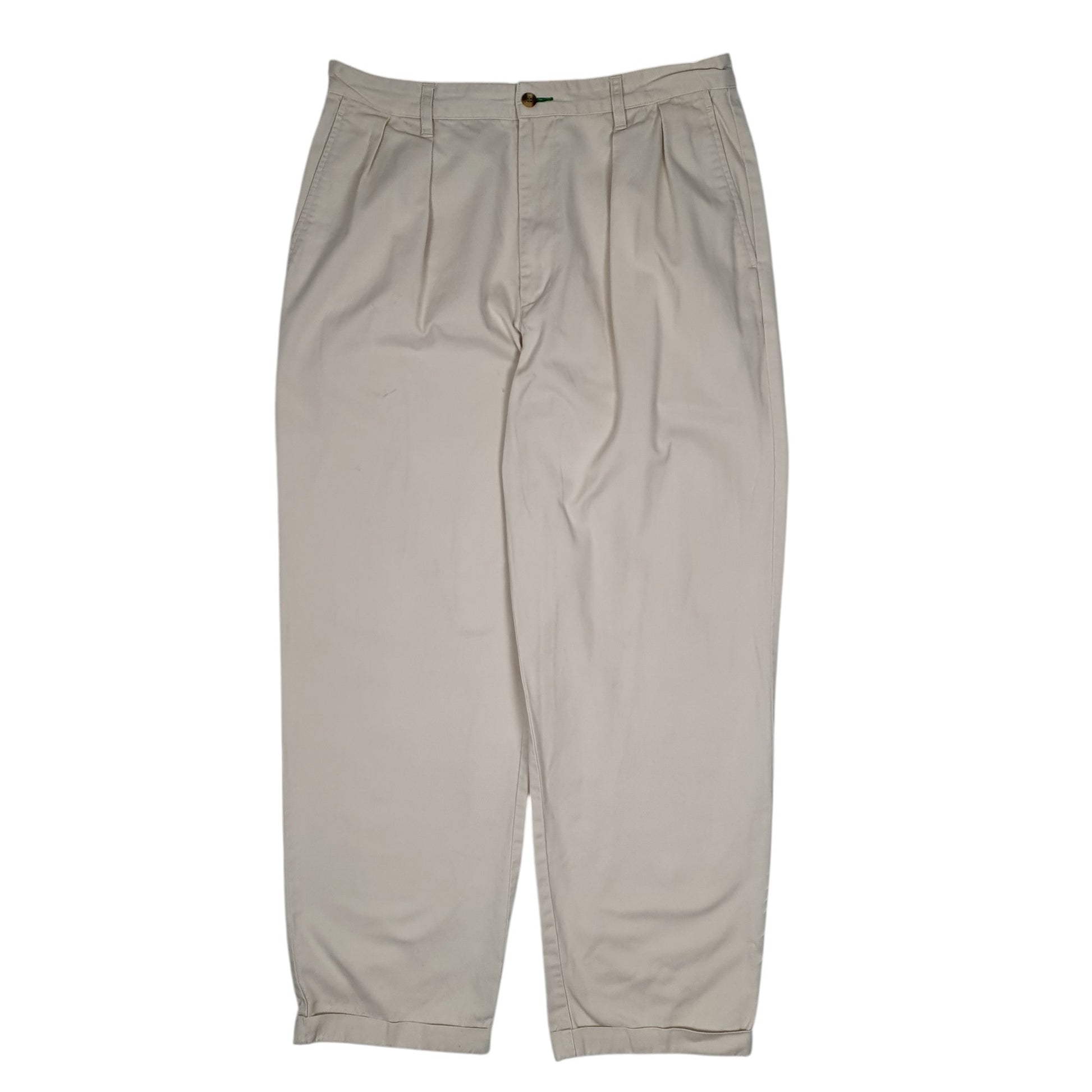 Mens Cream Tommy Hilfiger Vintage 90s Double Pleated Chino Trousers