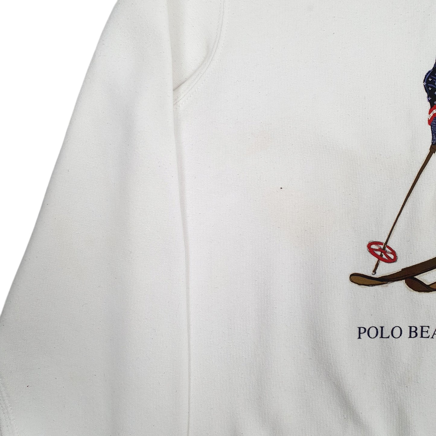 Womens White Polo Ralph Lauren Polo Bear Skiing Hoodie Jumper