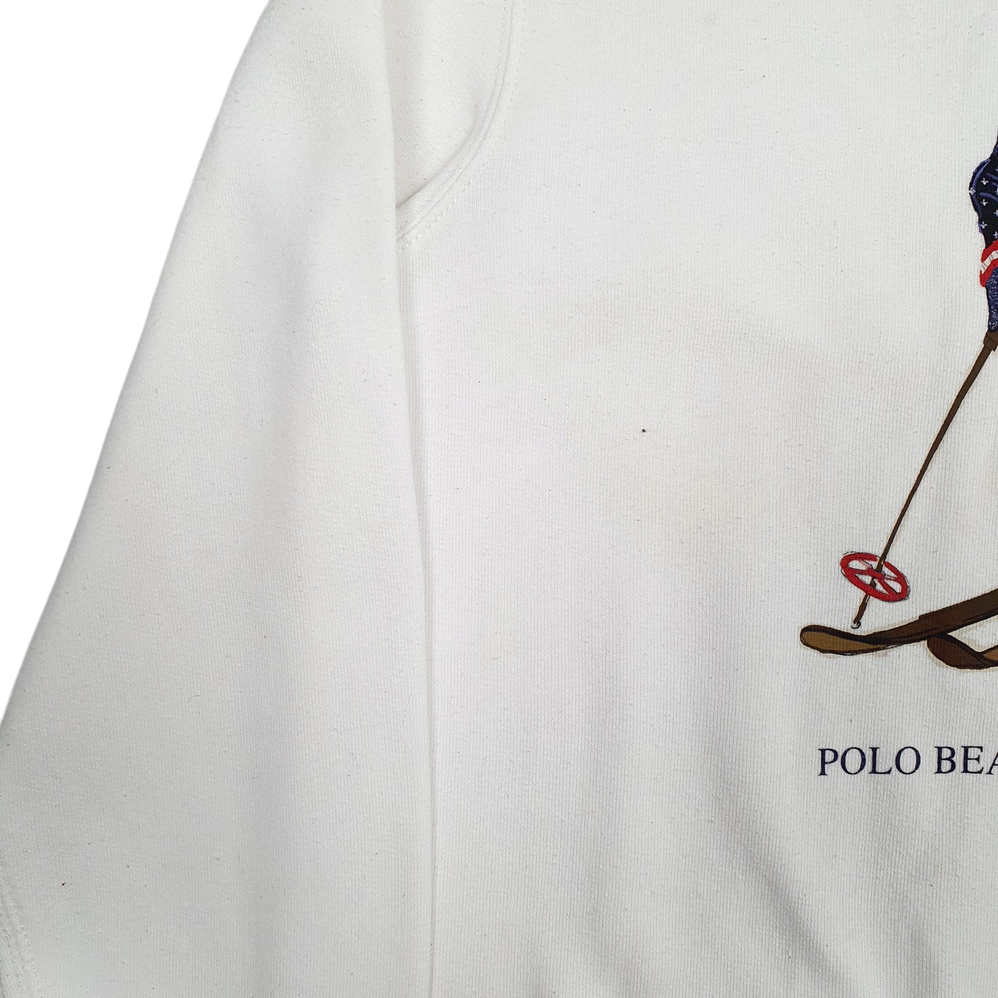 Womens White Polo Ralph Lauren Polo Bear Skiing Hoodie Jumper