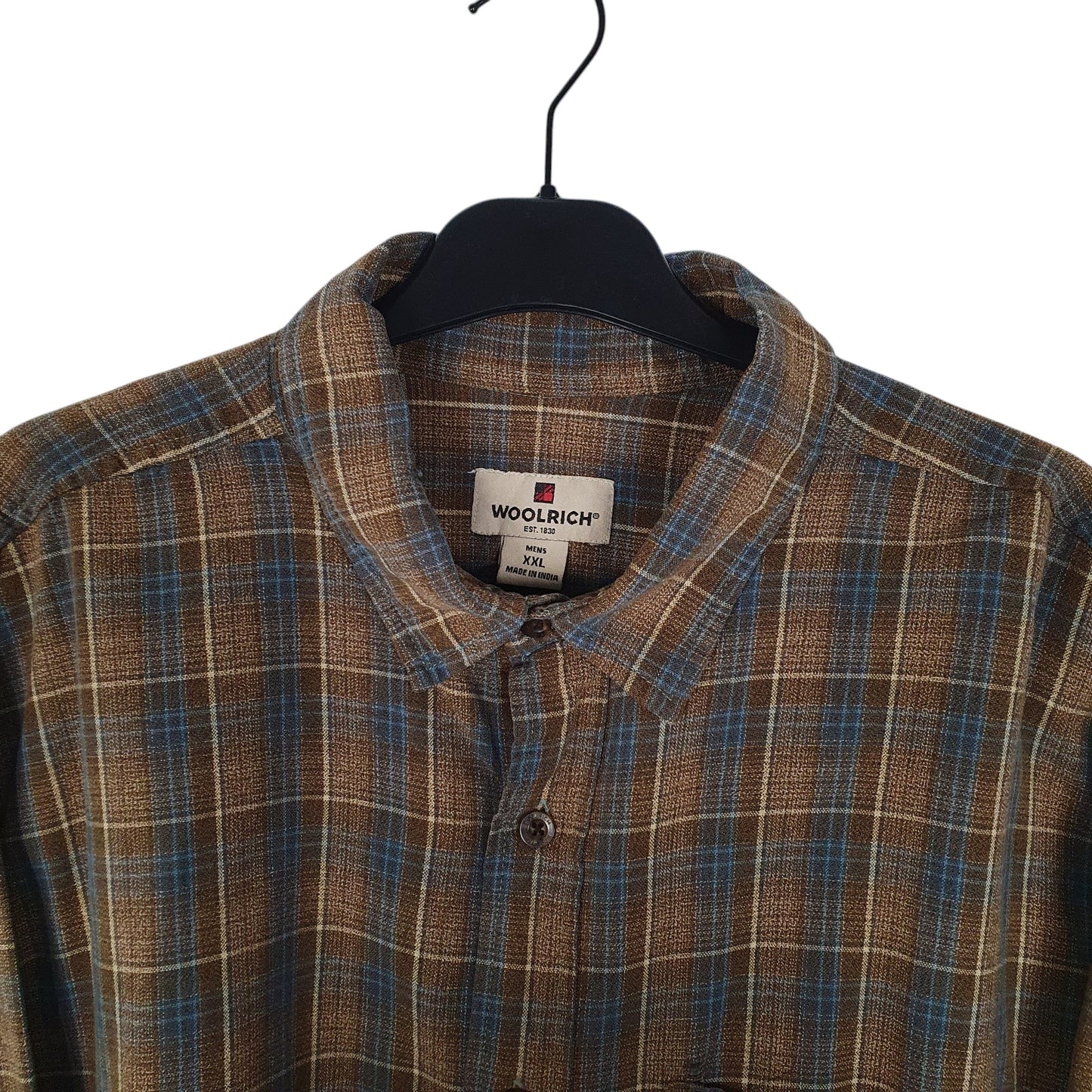 Mens Brown Woolrich Thick Plaid  Shirt