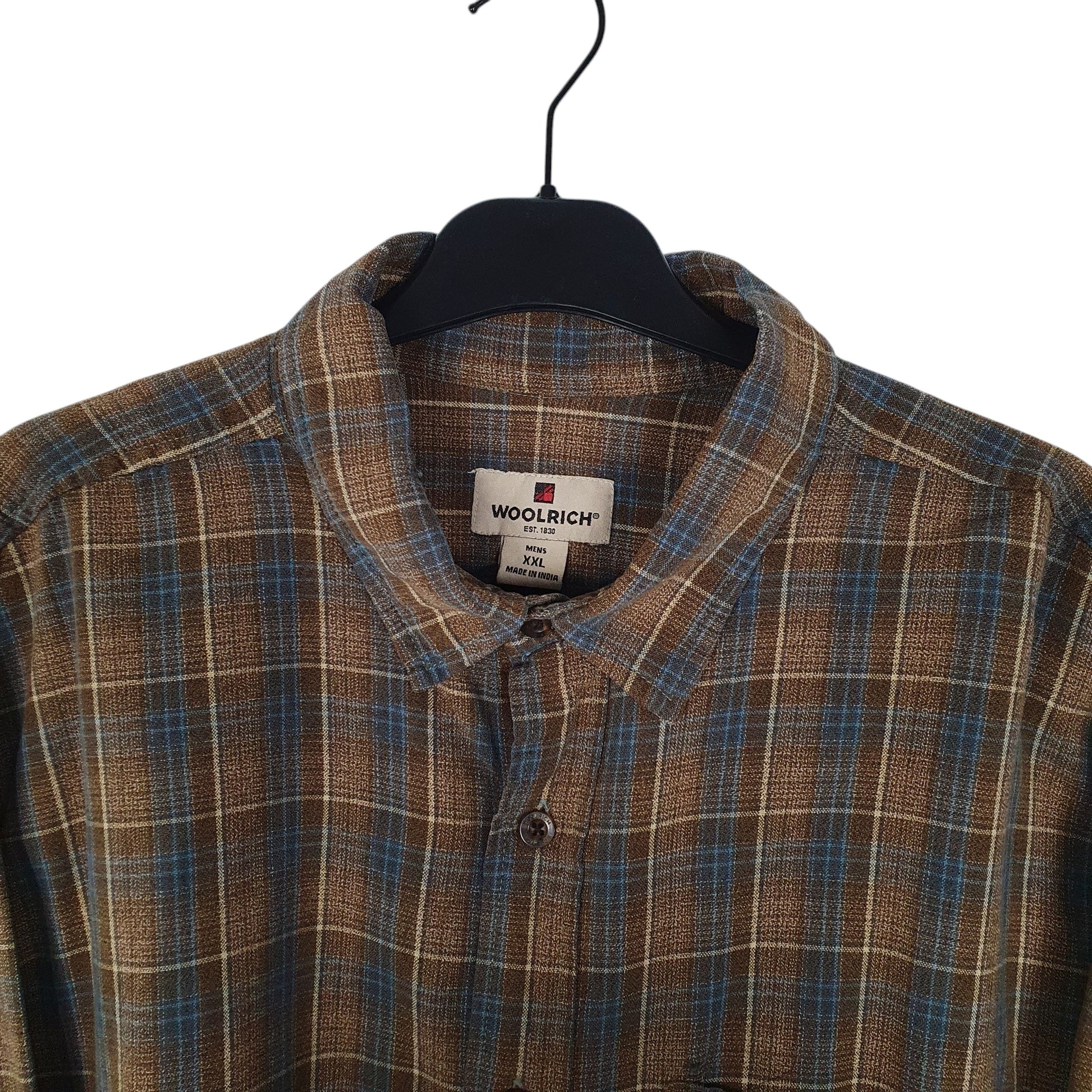 Mens Brown Woolrich Thick Plaid  Shirt