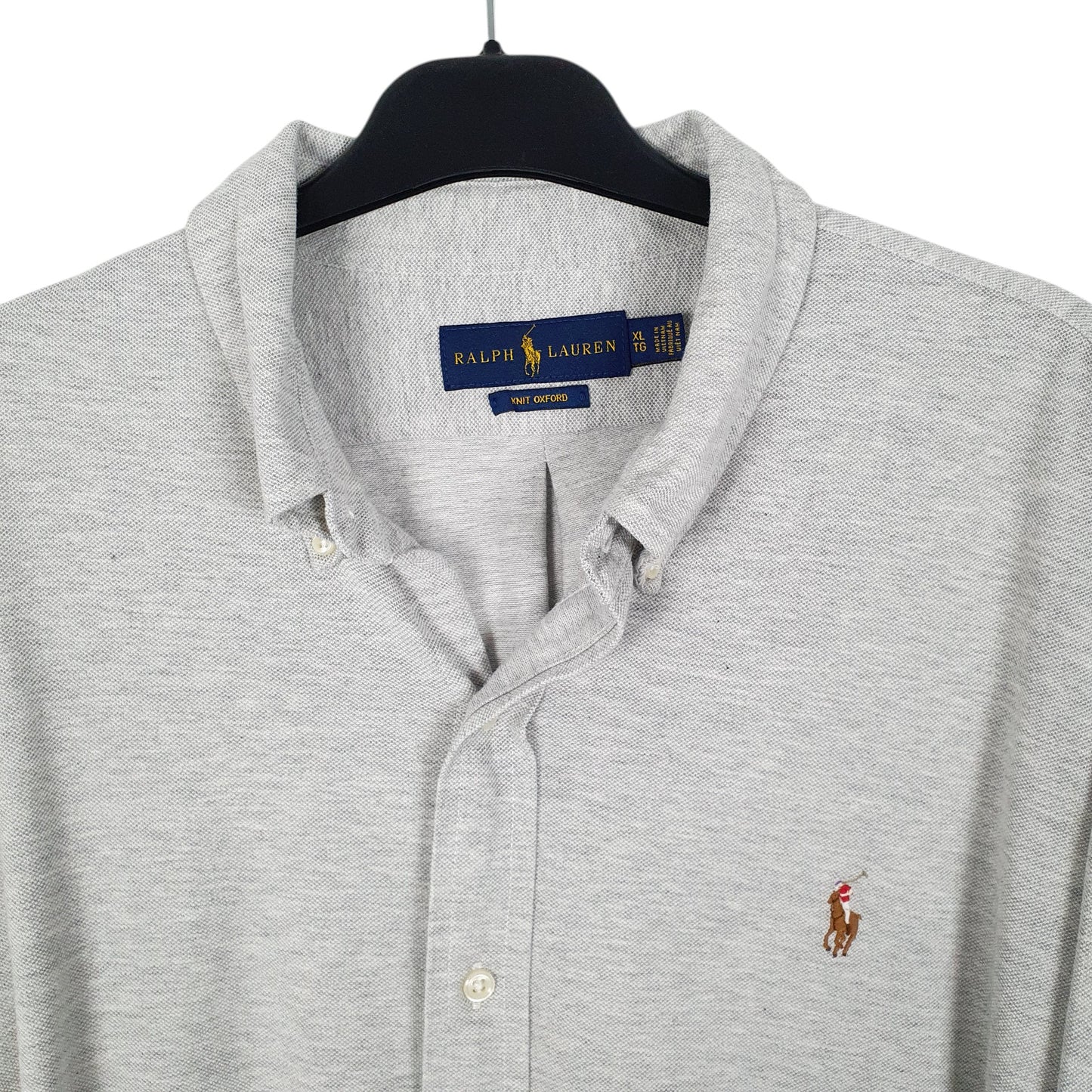 Mens Grey Ralph Lauren Knit Oxford  Shirt