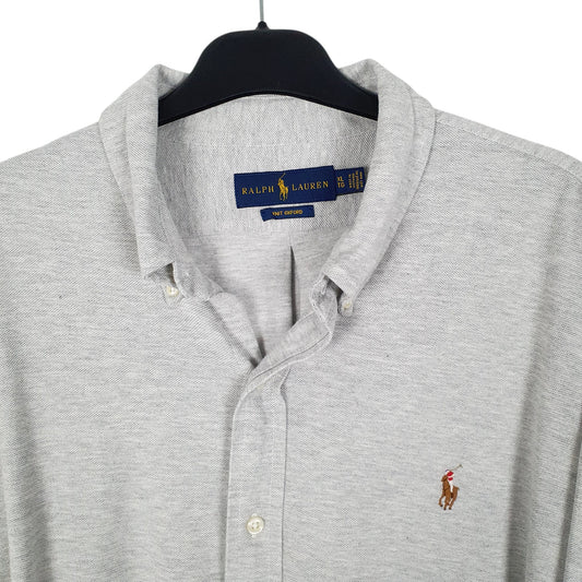 Mens Grey Ralph Lauren Knit Oxford  Shirt