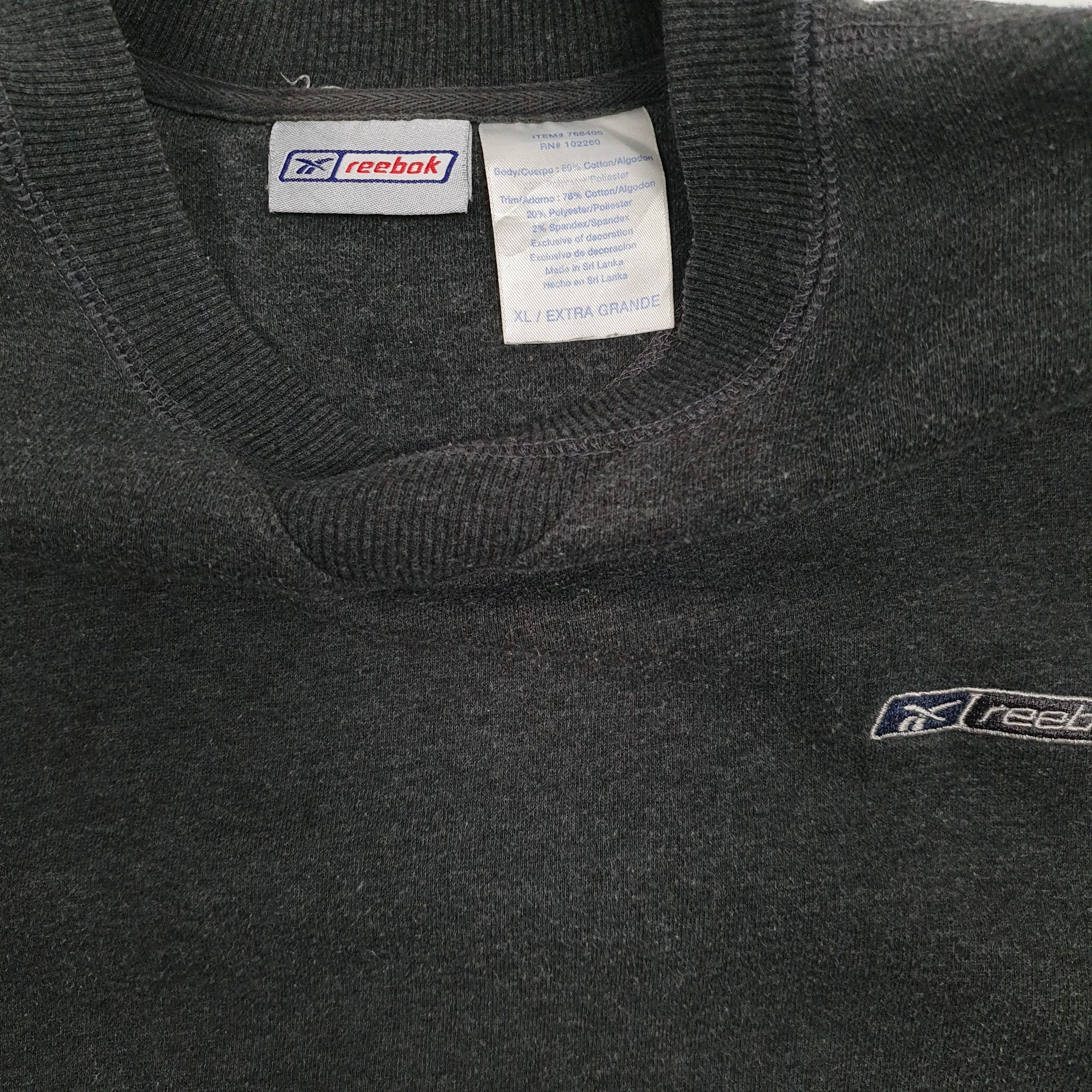 Mens Grey Reebok Vintage 00s Crewneck Jumper