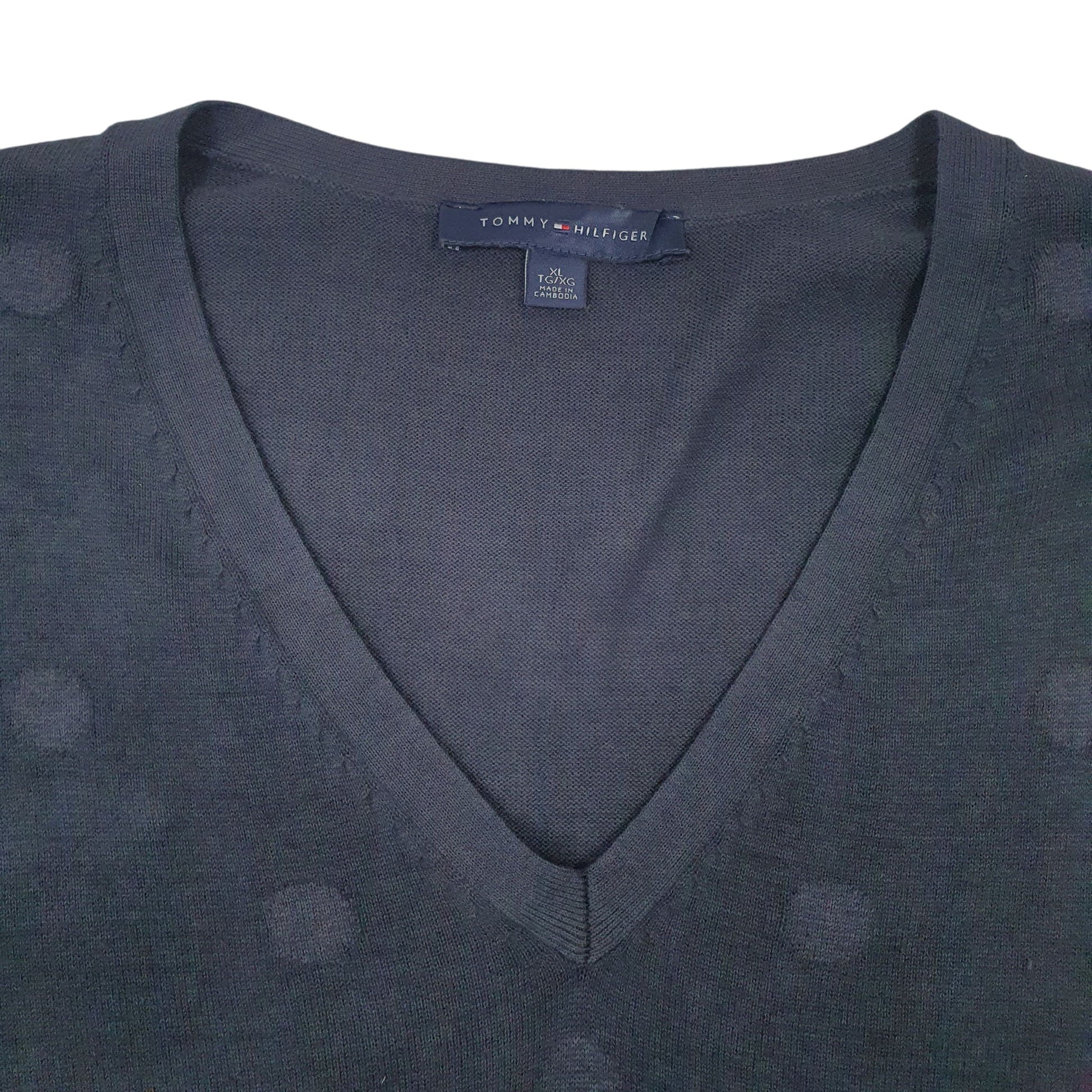 Womens Navy Tommy Hilfiger Lightweight V Neck Jumper