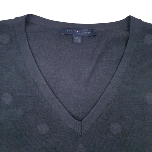 Womens Navy Tommy Hilfiger Lightweight V Neck Jumper