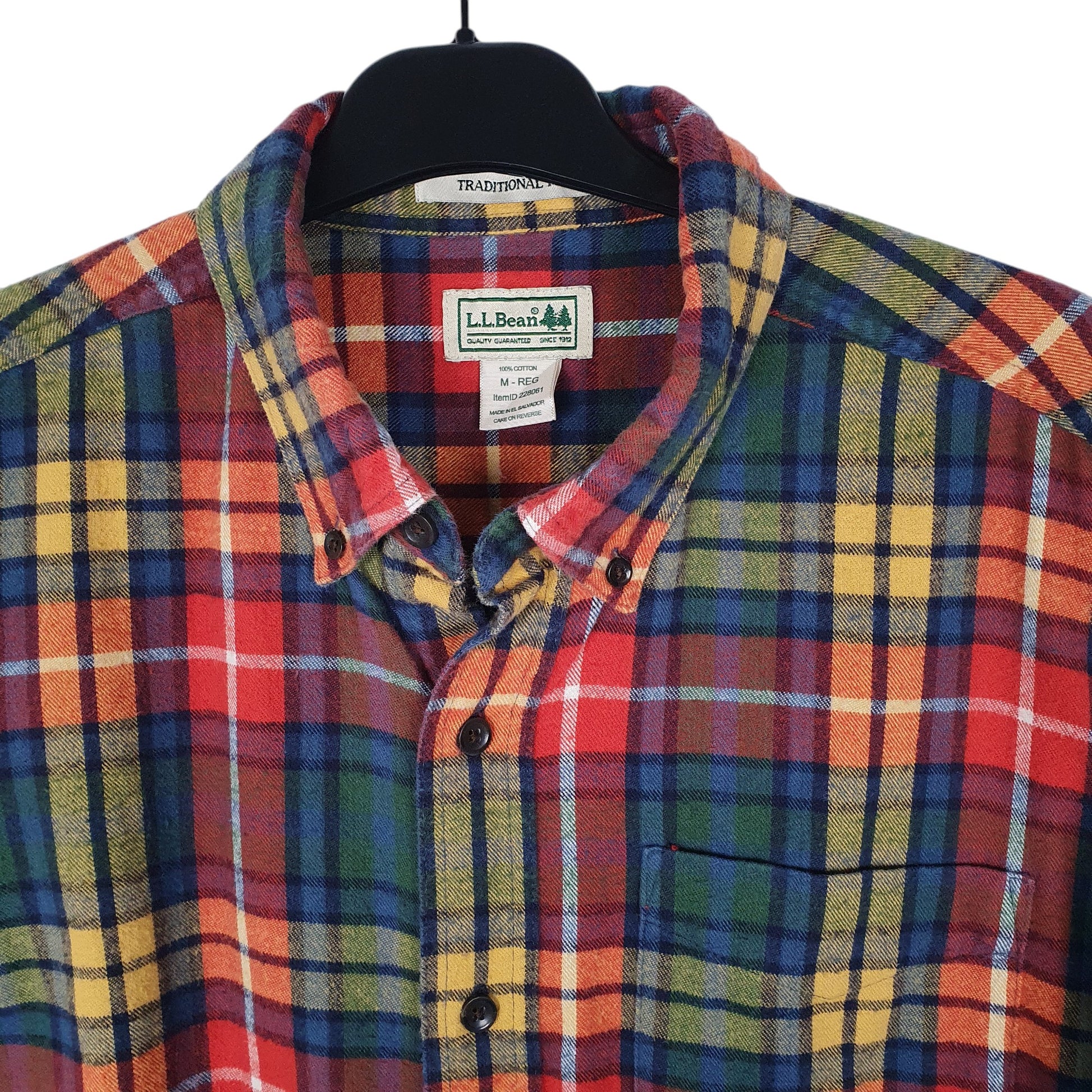 Mens Blue L.L.Bean Thick Flannel Plaid  Shirt