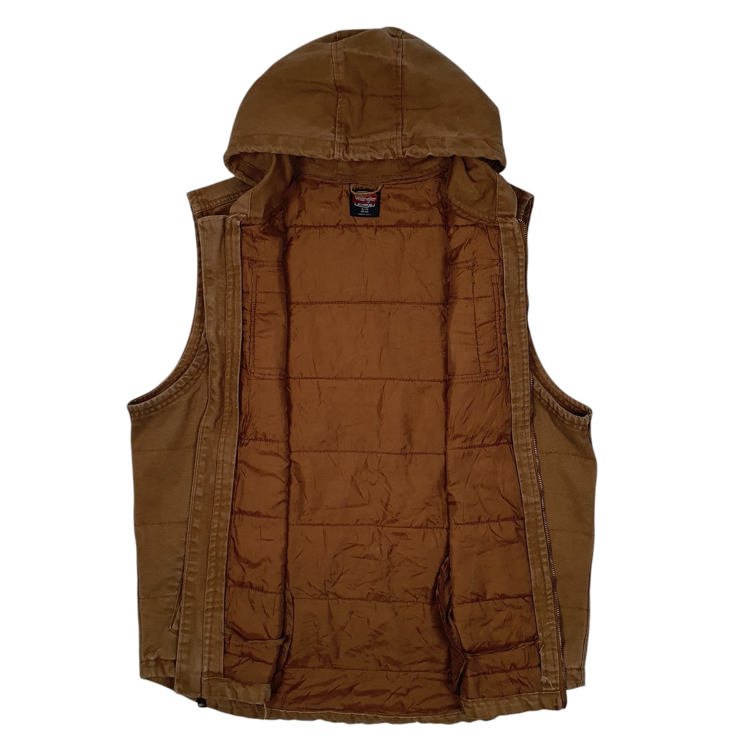 Mens Beige Wrangler Gilet Vest Hooded Crewneck Coat