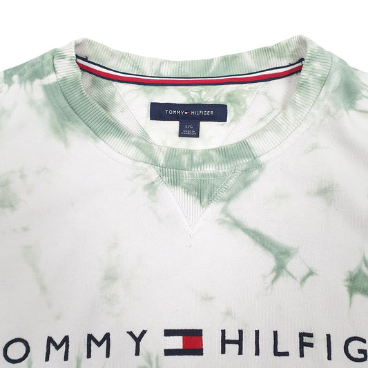 Mens White Tommy Hilfiger Spellout Crewneck Jumper