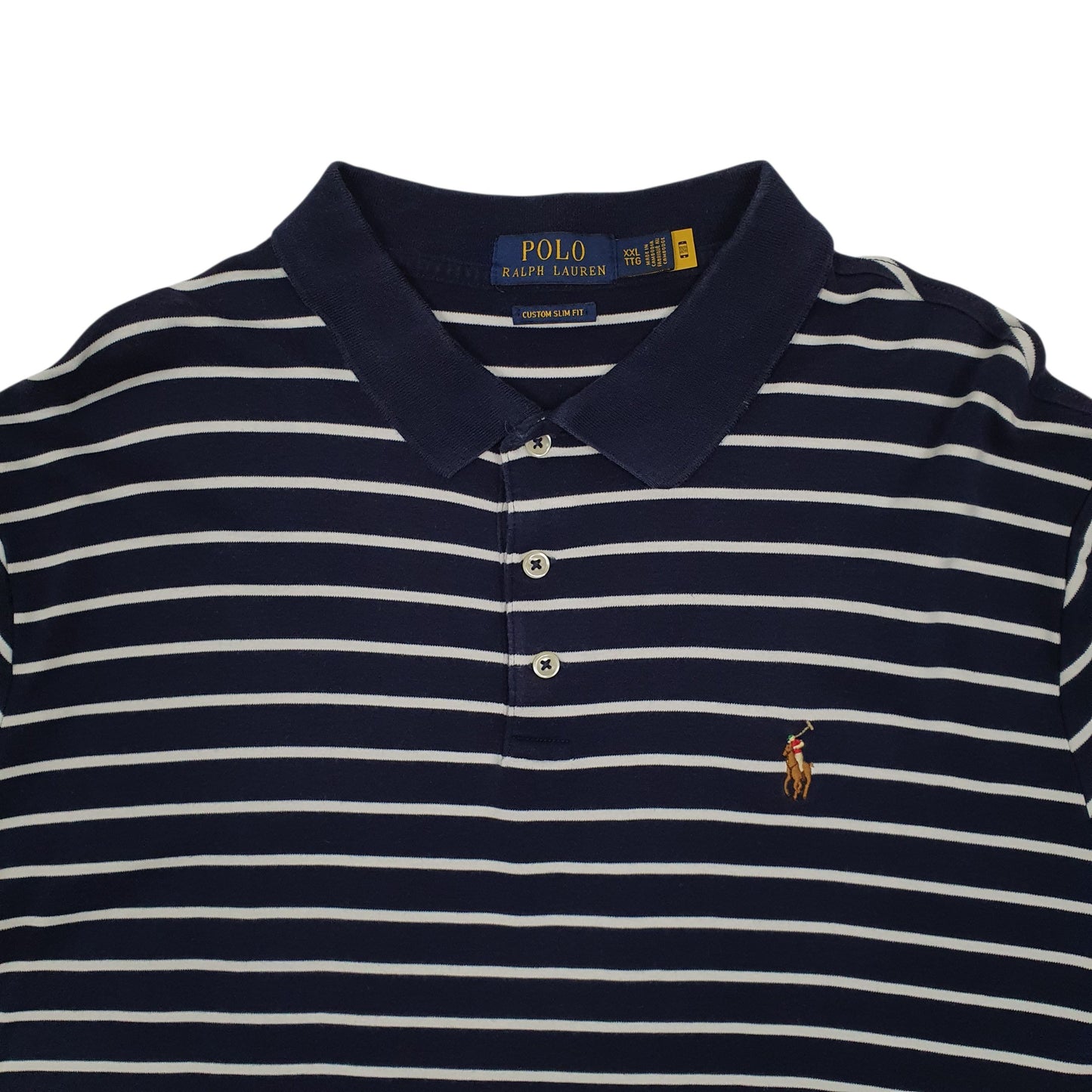 Mens Navy Polo Ralph Lauren Custom Slim Fit  Polo Shirt