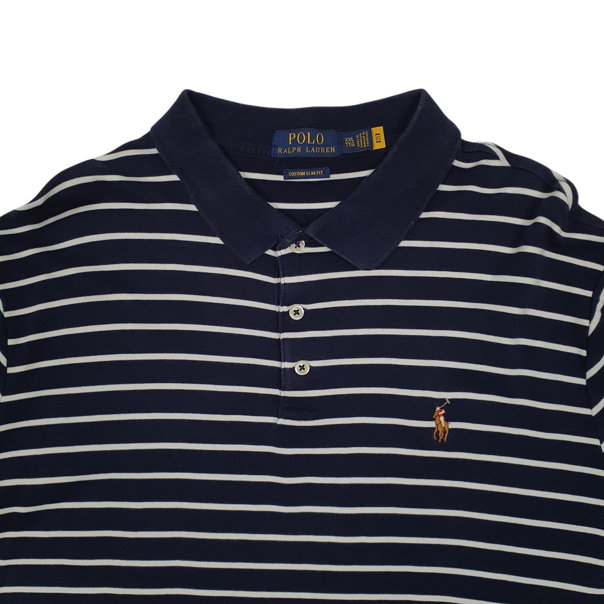 Mens Navy Polo Ralph Lauren Custom Slim Fit  Polo Shirt
