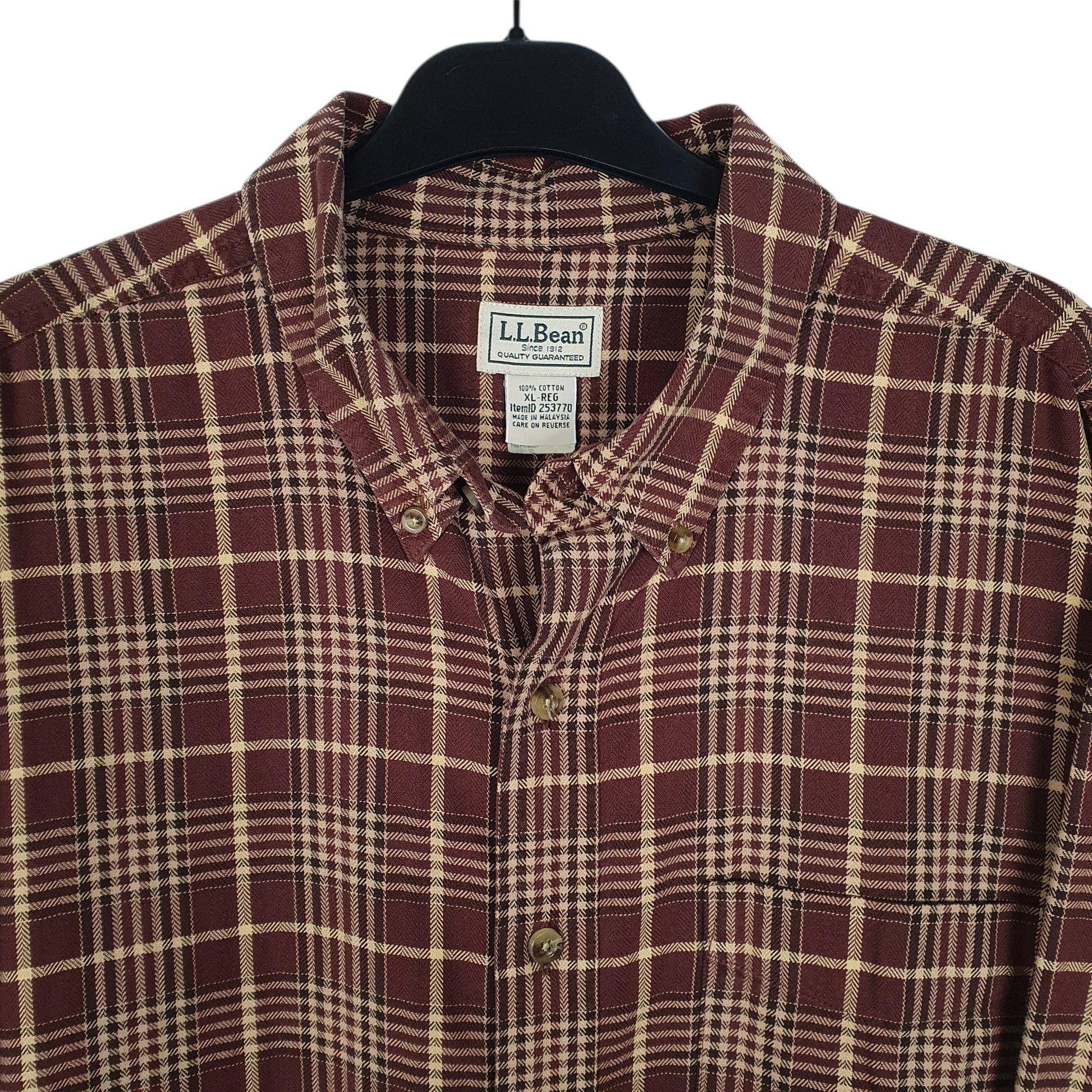 Mens Brown L.L.Bean Heavy Plaid  Shirt