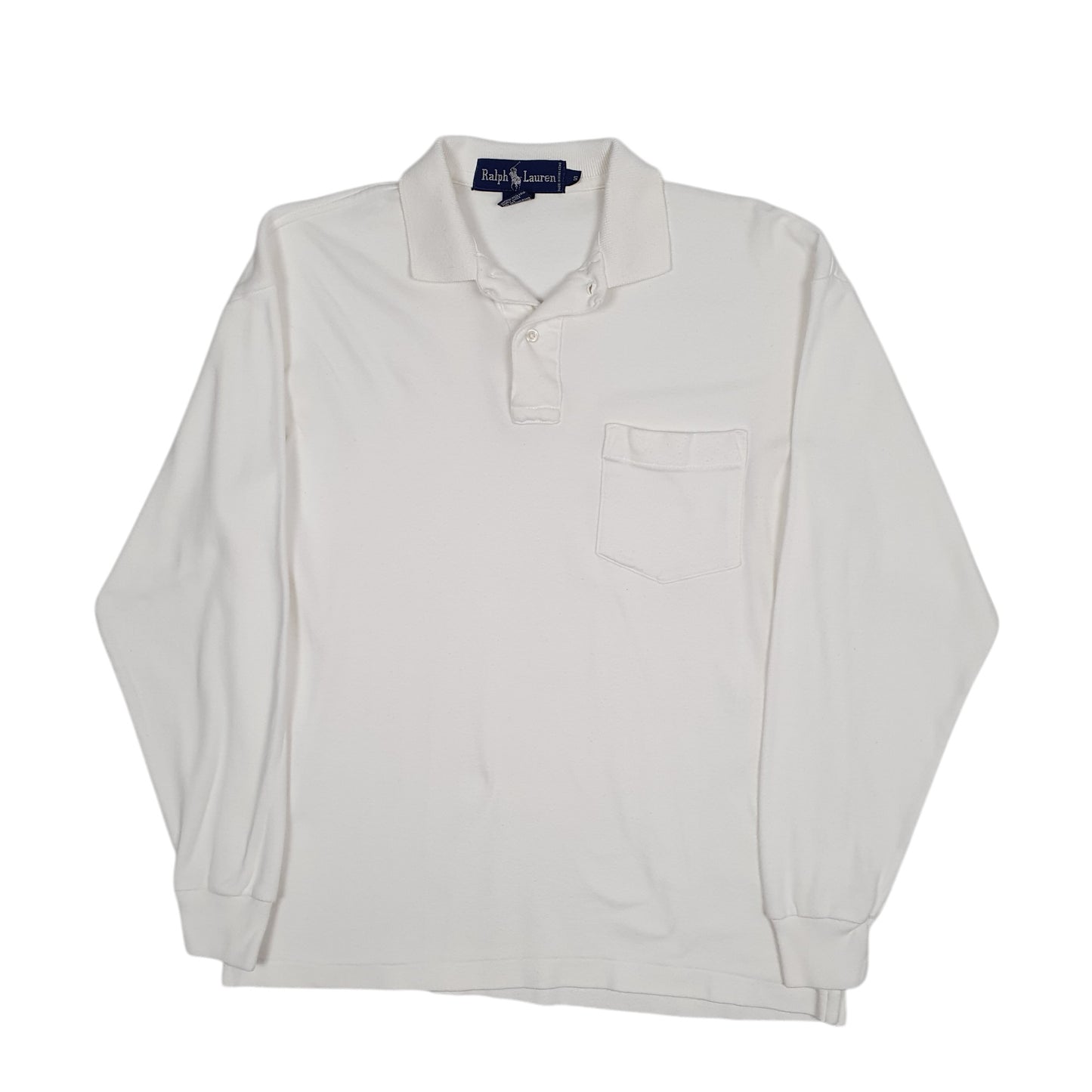 Mens White Polo Ralph Lauren  Long Sleeve Polo Shirt