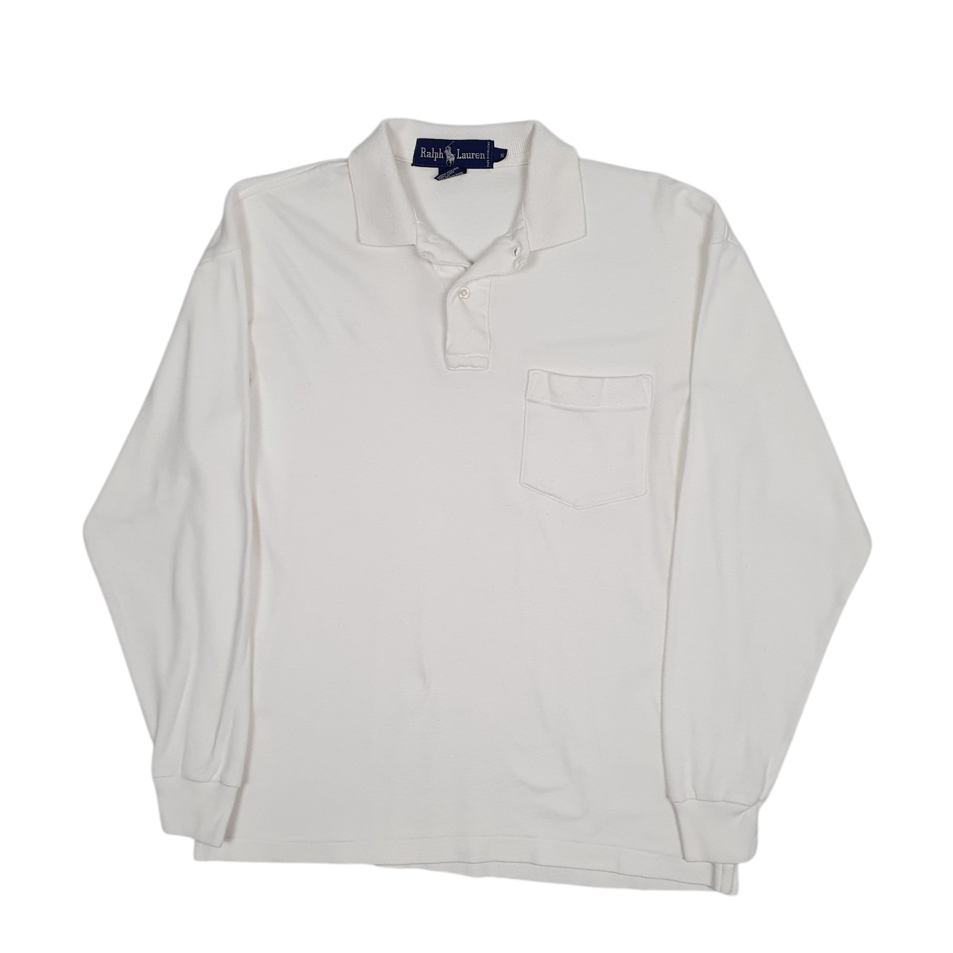 Mens White Polo Ralph Lauren  Long Sleeve Polo Shirt