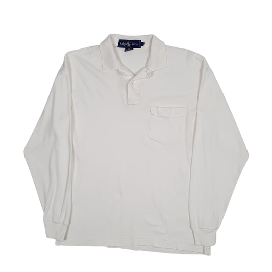 Mens White Polo Ralph Lauren  Long Sleeve Polo Shirt