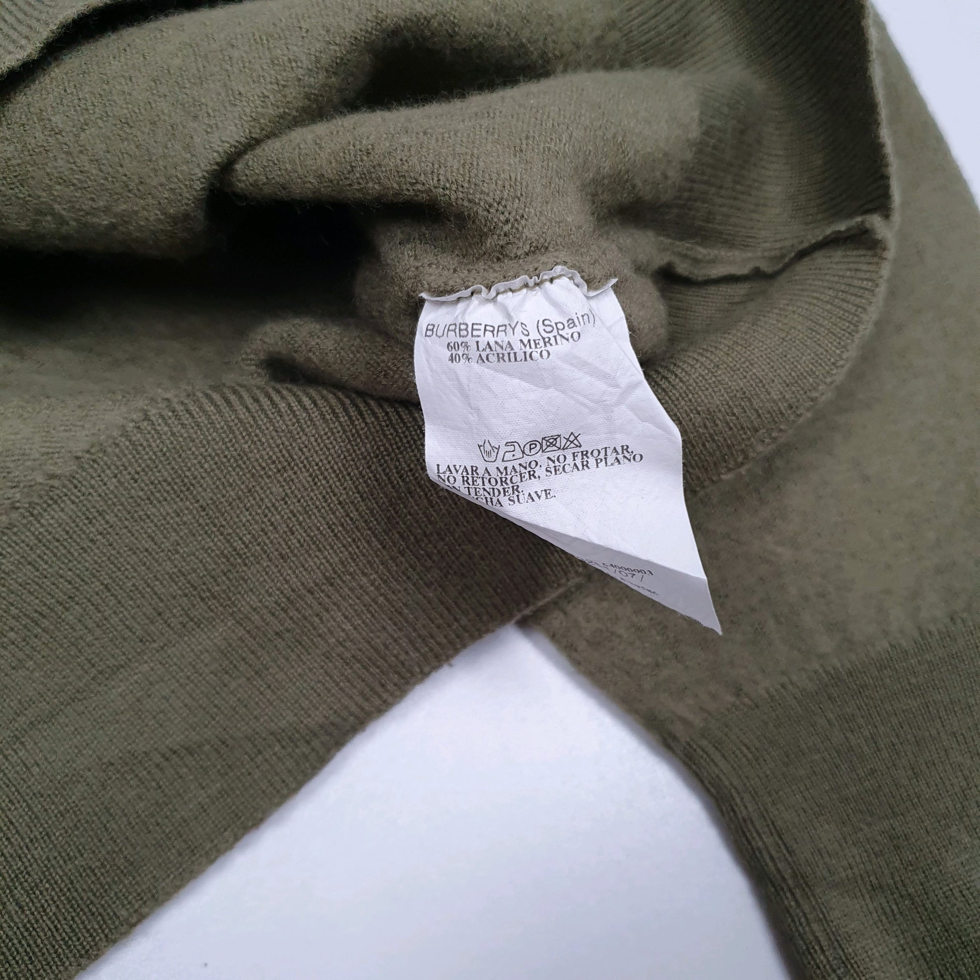 Mens Green Burberry Vintage 90s Crewneck Jumper