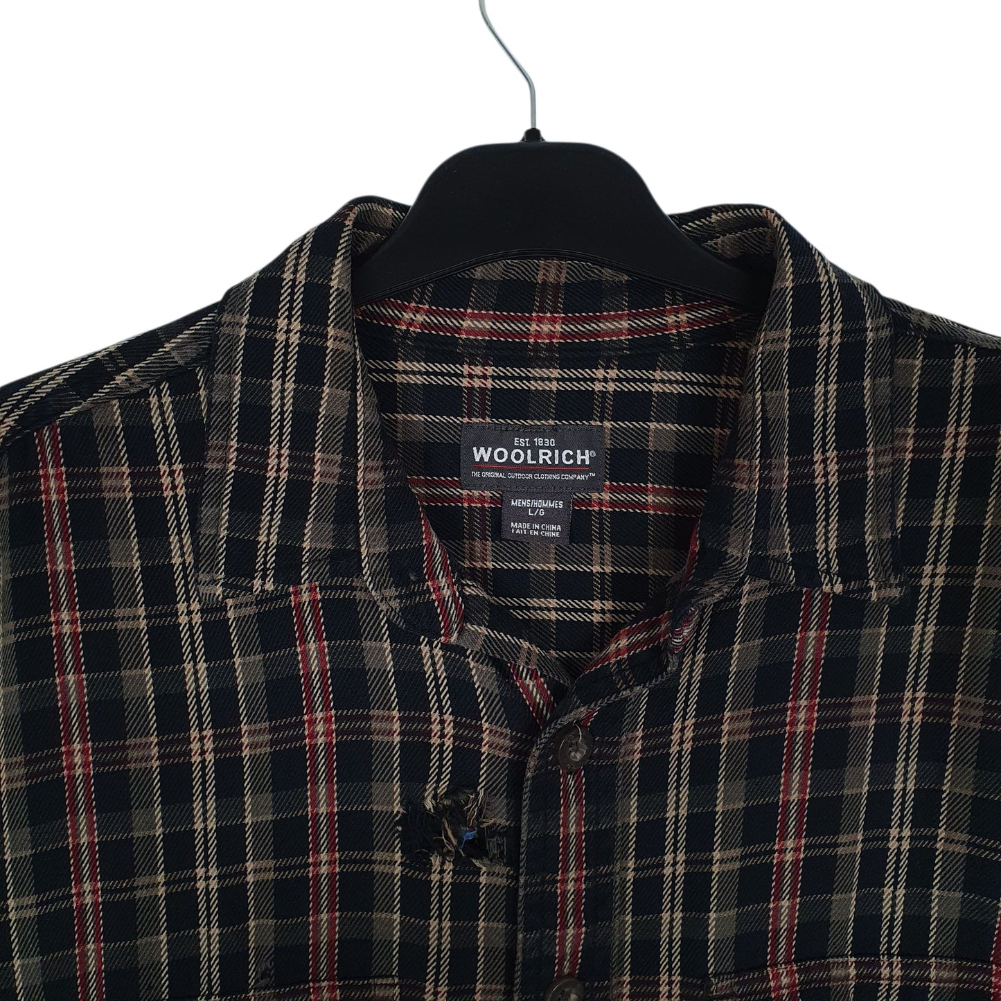 Mens Black Woolrich Thick Flannel  Shirt