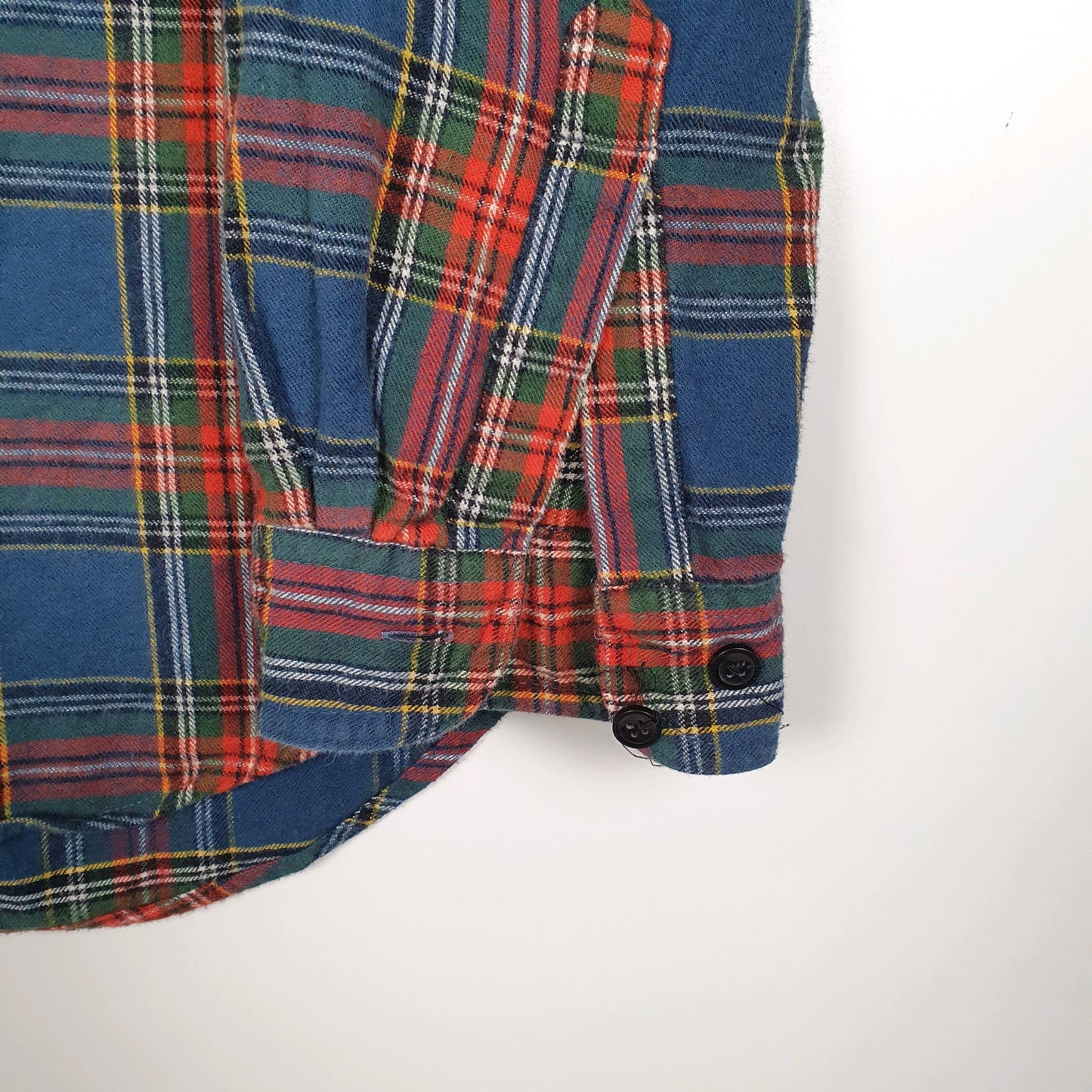 Mens Blue L.L.Bean Thick Flannel Plaid  Shirt