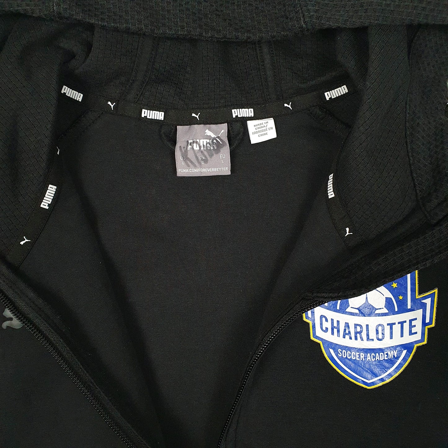 Mens Black Puma Drycell Hoodie Charlotte Soccer Full Zip Jumper