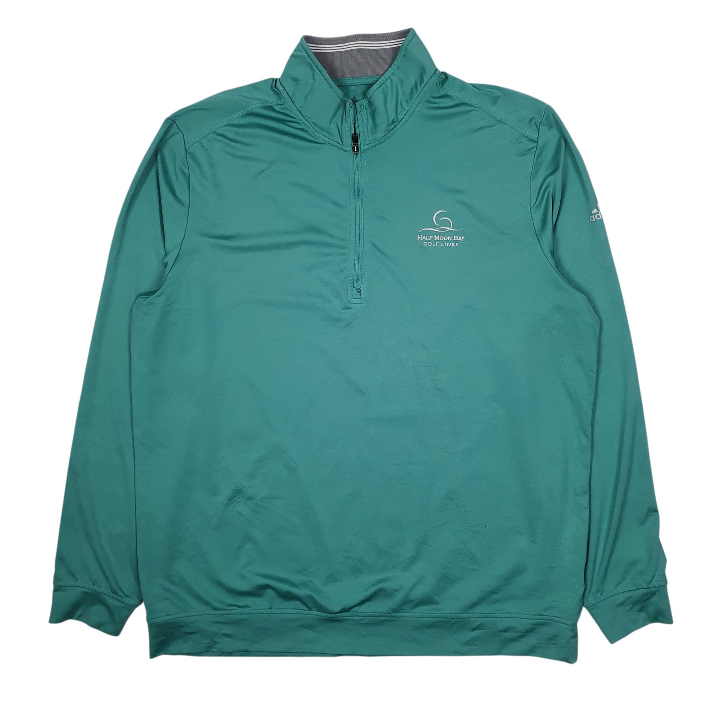 Mens Green Adidas Half Moon Links Golf Quarter Zip Jumper
