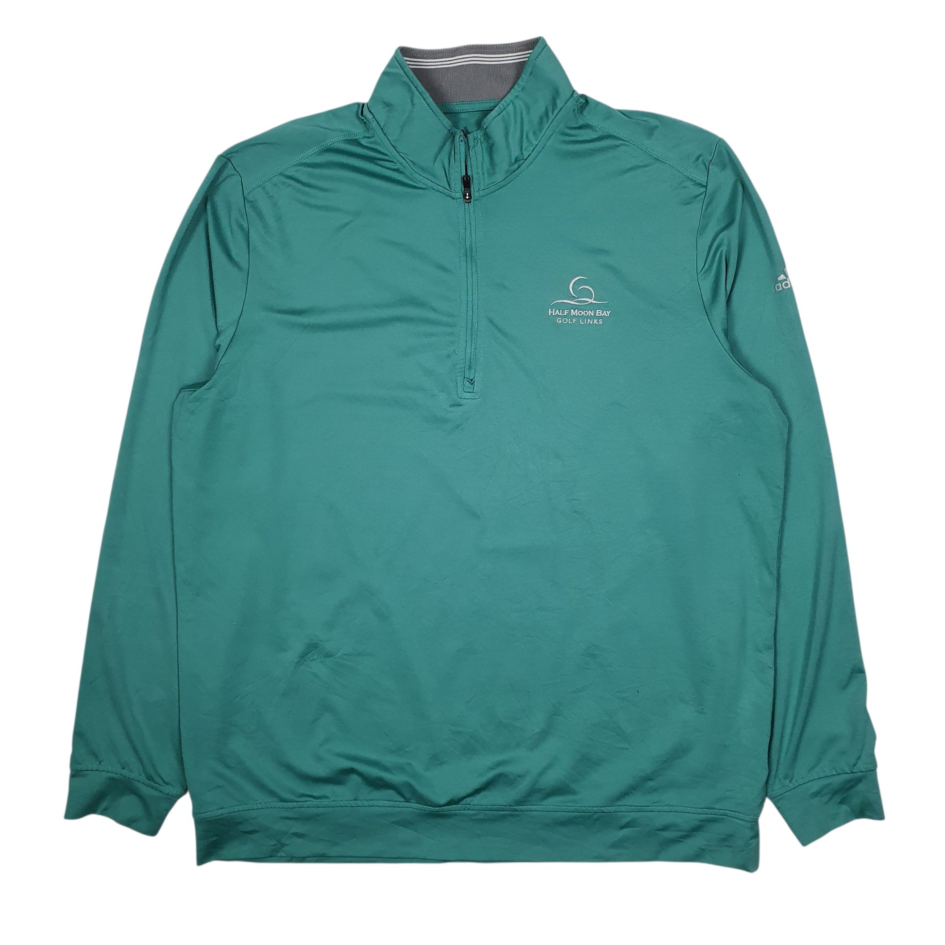 Mens Green Adidas Half Moon Links Golf Quarter Zip Jumper