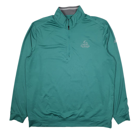 Mens Green Adidas Half Moon Links Golf Quarter Zip Jumper