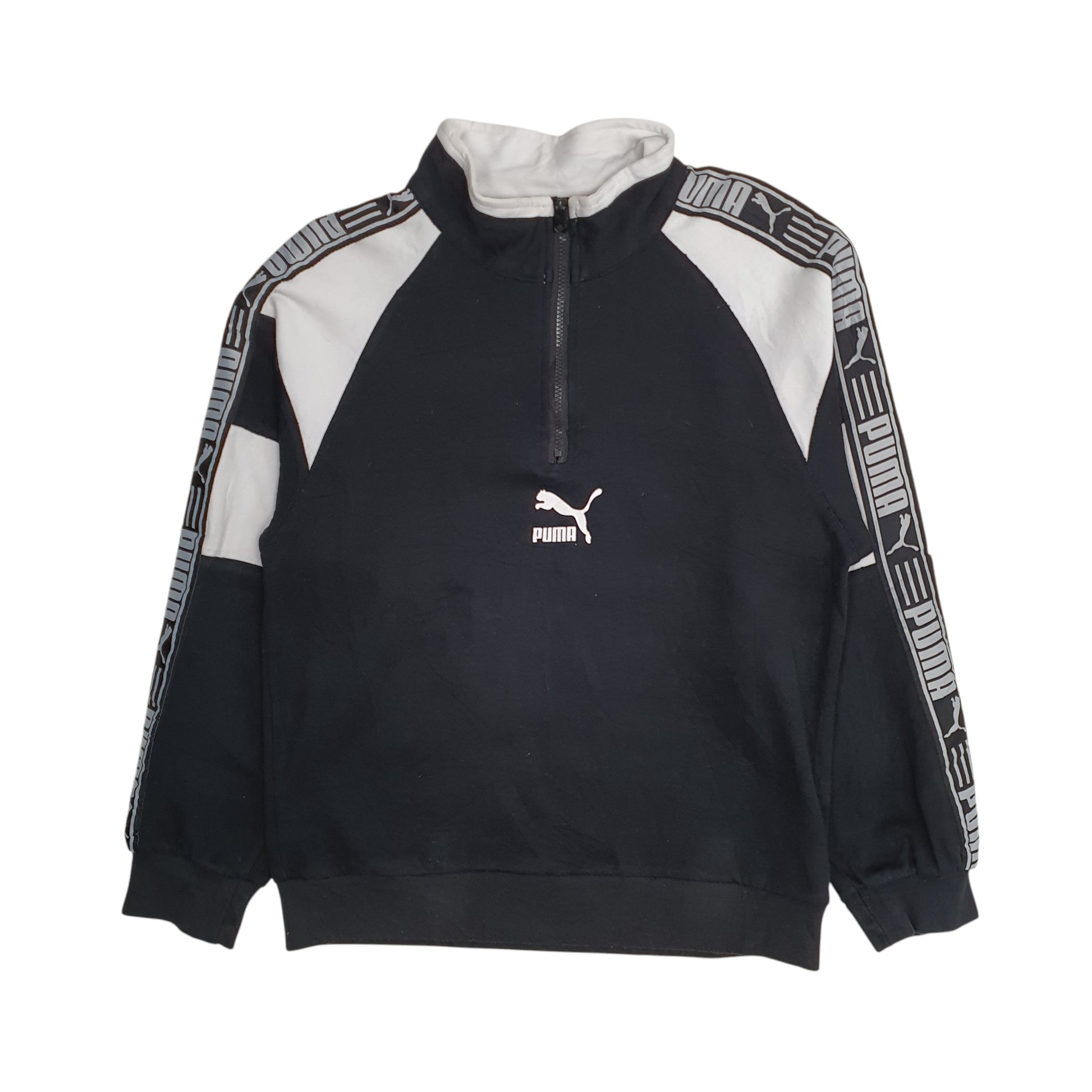 Mens Black Puma  Quarter Zip Jumper