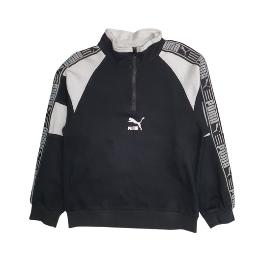 Mens Black Puma  Quarter Zip Jumper