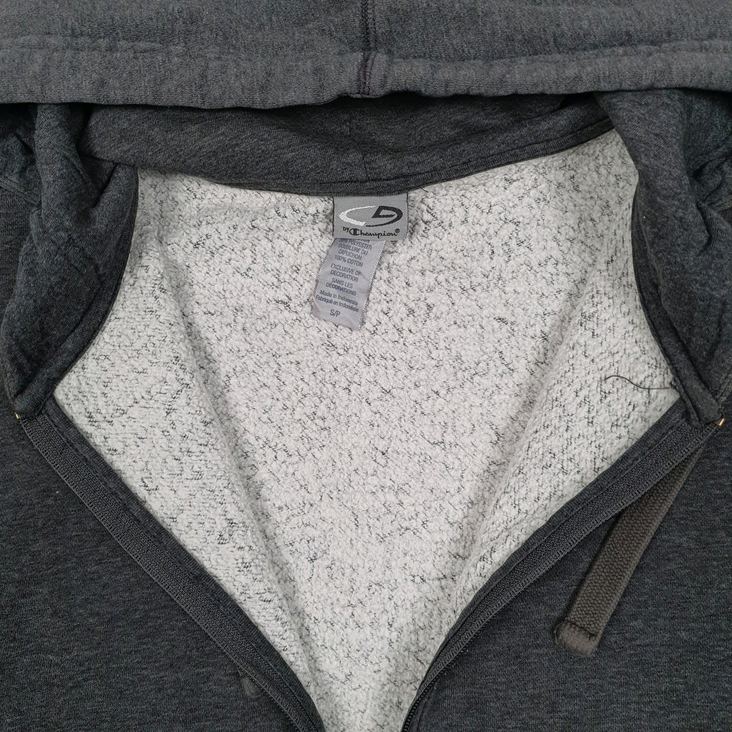 Mens Grey Champion Hoodie Full Zip Jumper