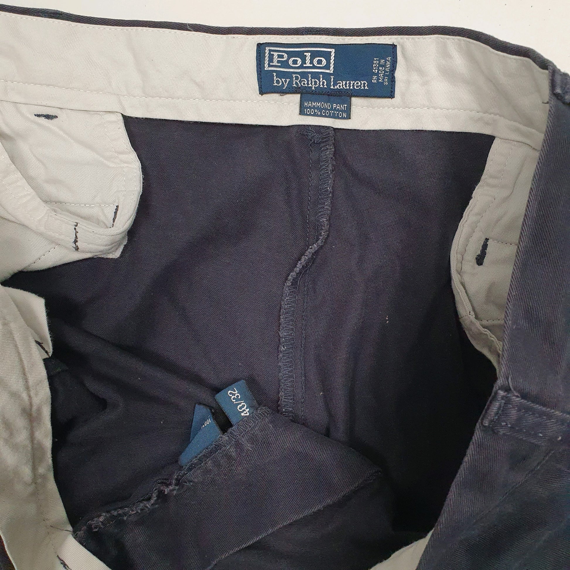 Mens Navy Polo Ralph Lauren Hammond Pant Pleated  Trousers