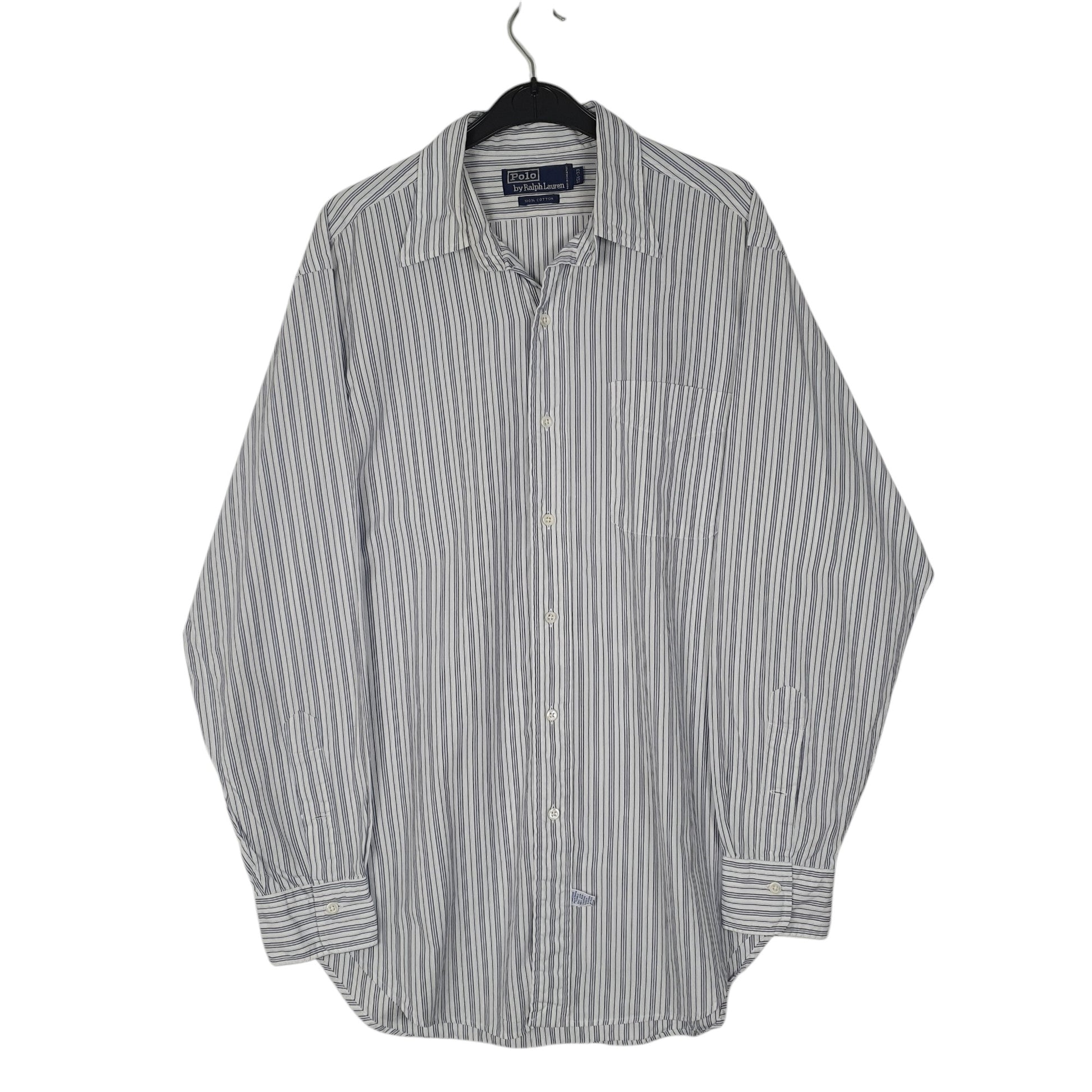 Mens White Polo Ralph Lauren Vintage 1990s Long Sleeve Shirt