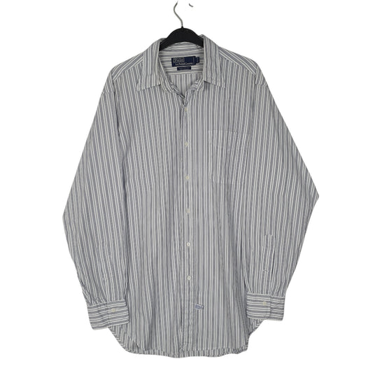 Mens White Polo Ralph Lauren Vintage 1990s Long Sleeve Shirt