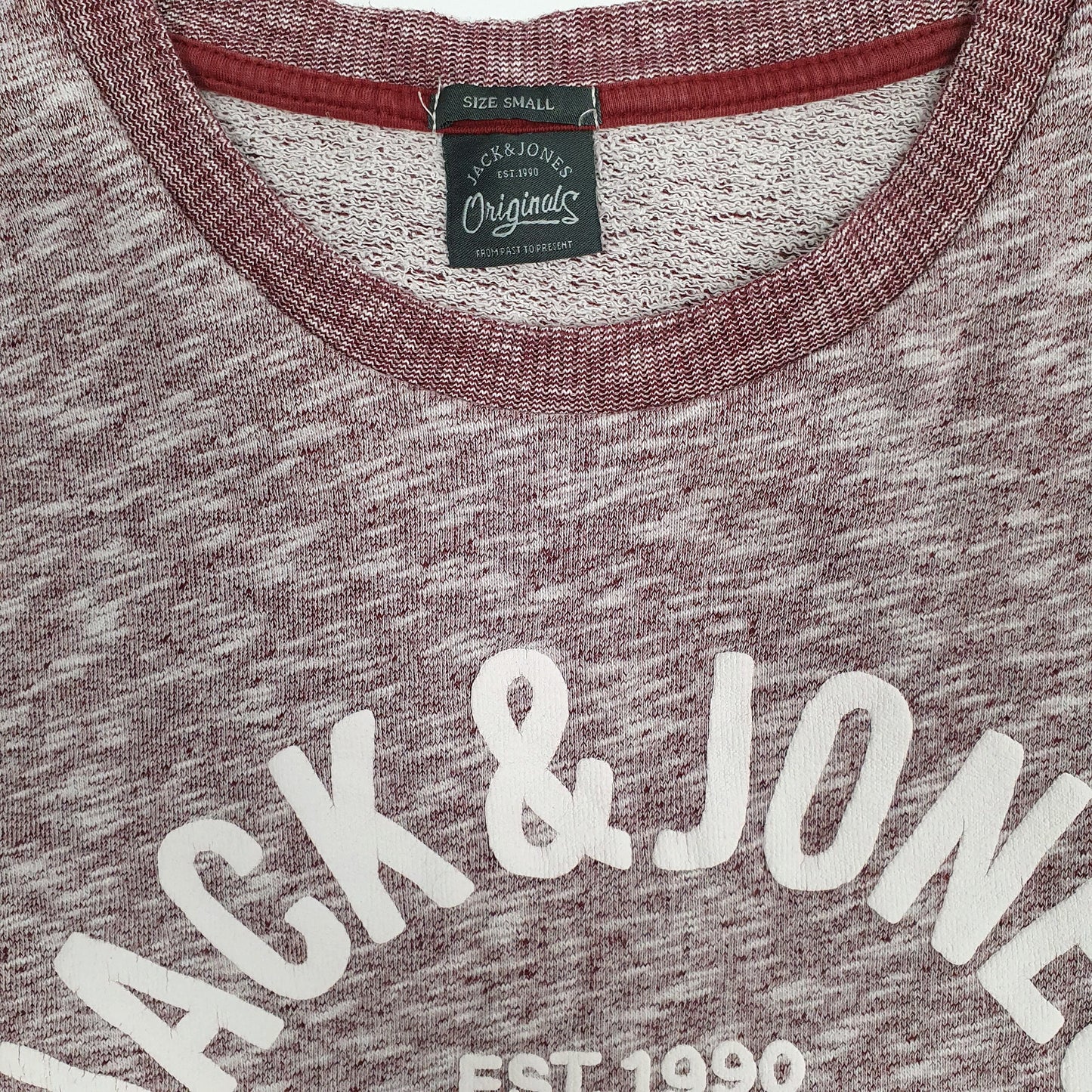 Mens Burgundy Jack & Jones  Crewneck Jumper
