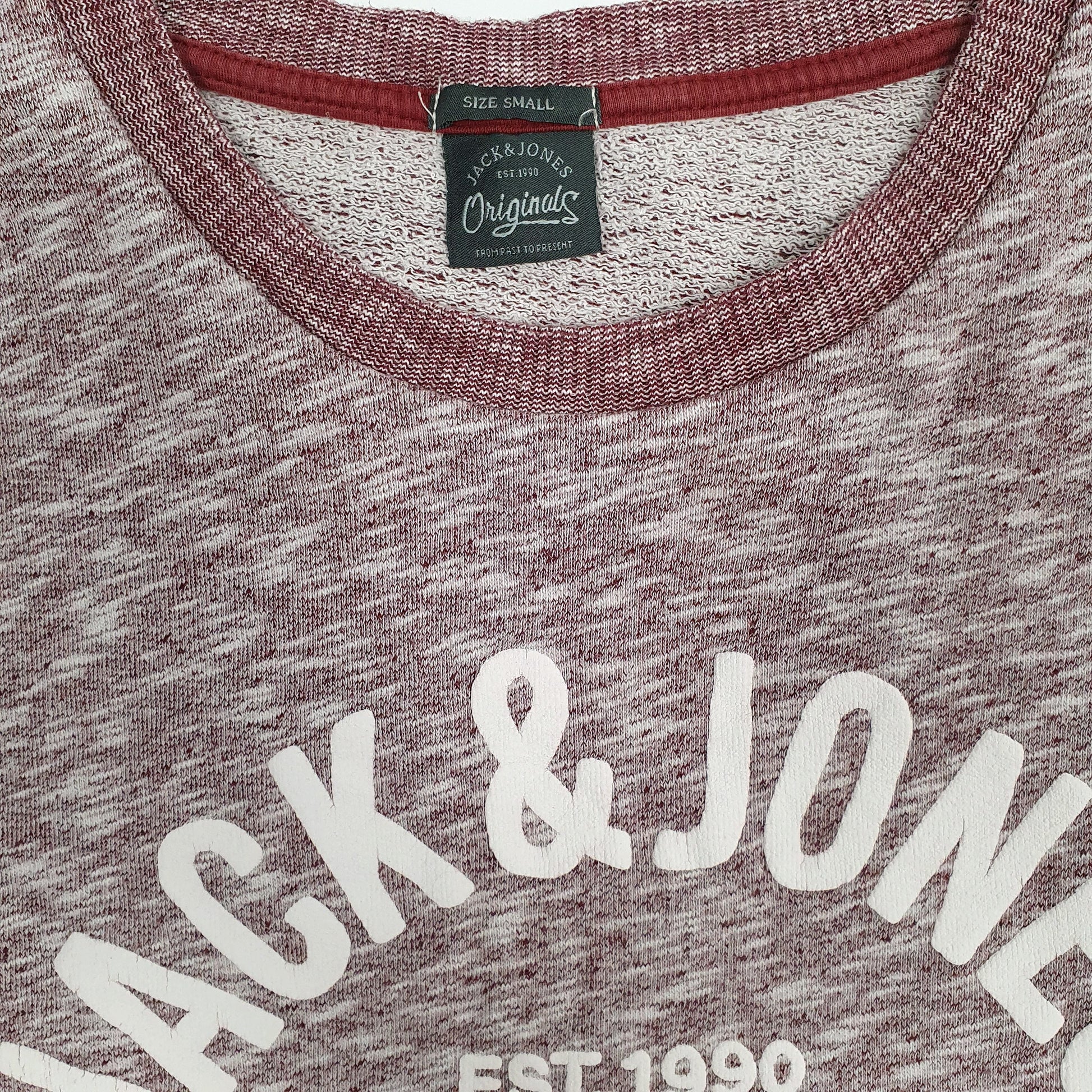 Mens Burgundy Jack & Jones  Crewneck Jumper