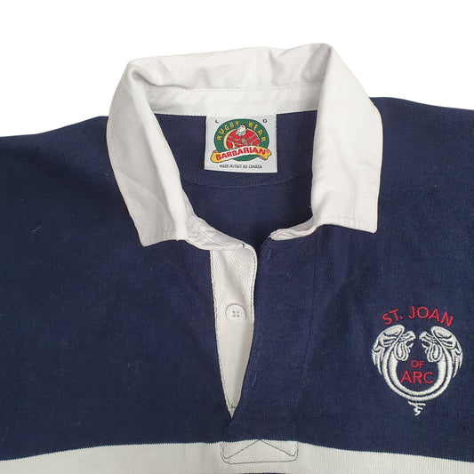 Mens Navy Barbarian Rugby Hoodie Polo Shirt