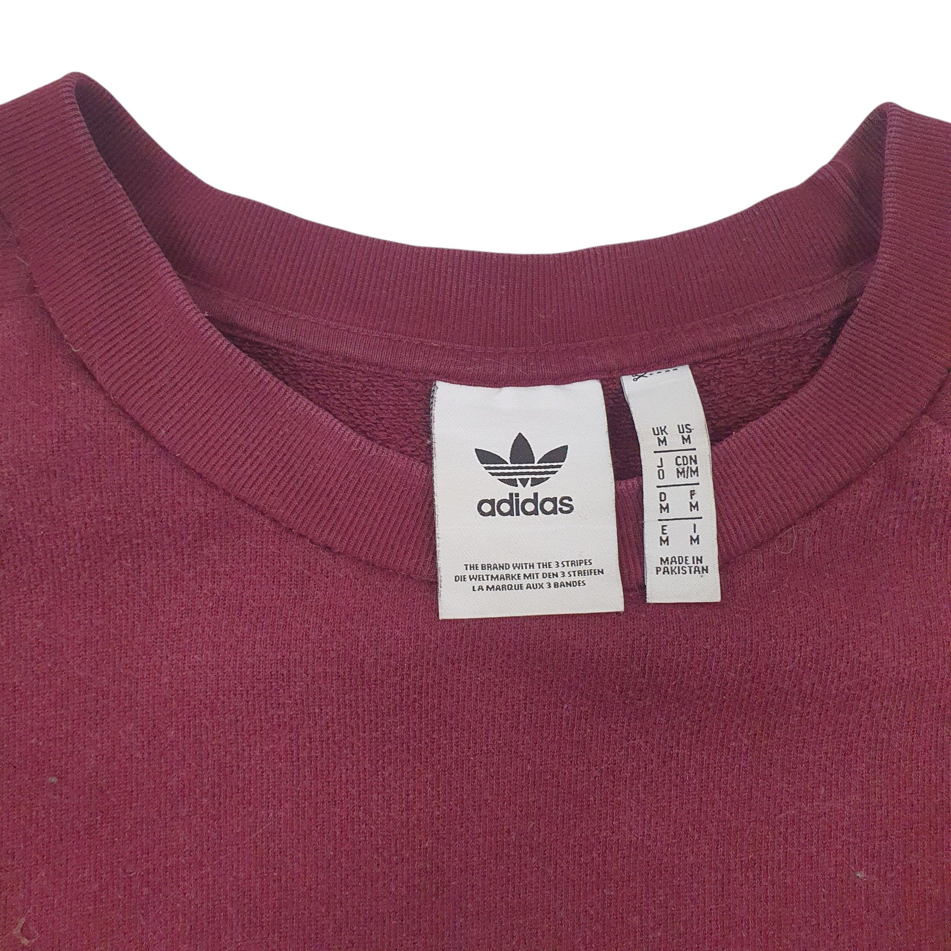 Mens Burgundy Adidas Spellout Crewneck Jumper