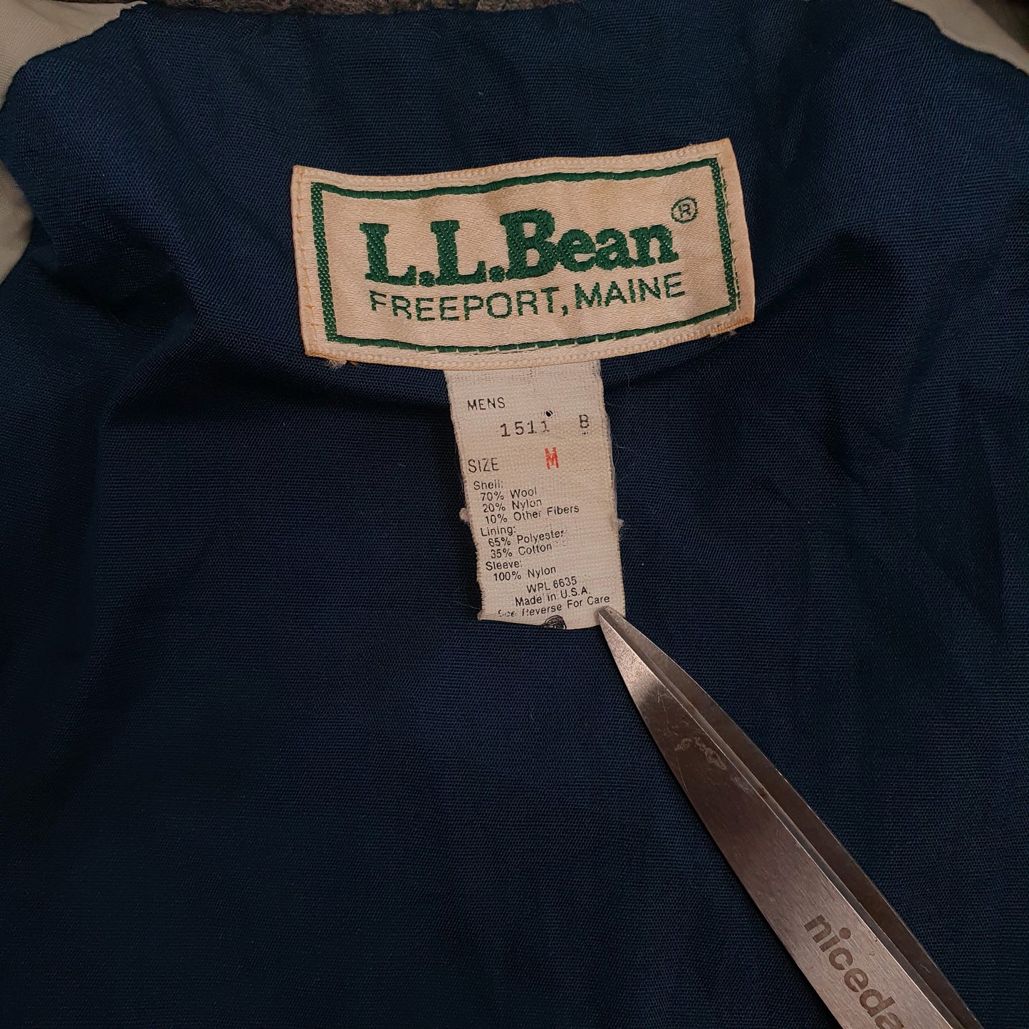 Mens Grey L.L.Bean Vintage 1980s Field  Coat