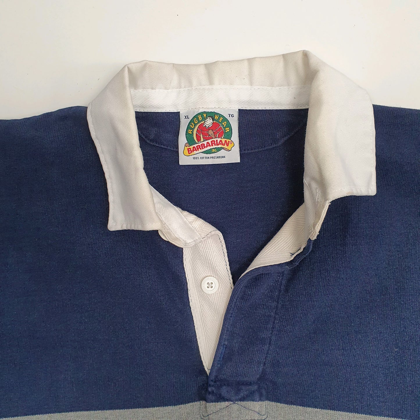 Mens Navy Barbarian Rugby Hoodie Polo Shirt