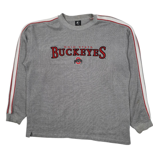 Mens Grey Starter Ohio State Buckeyes Crewneck Jumper
