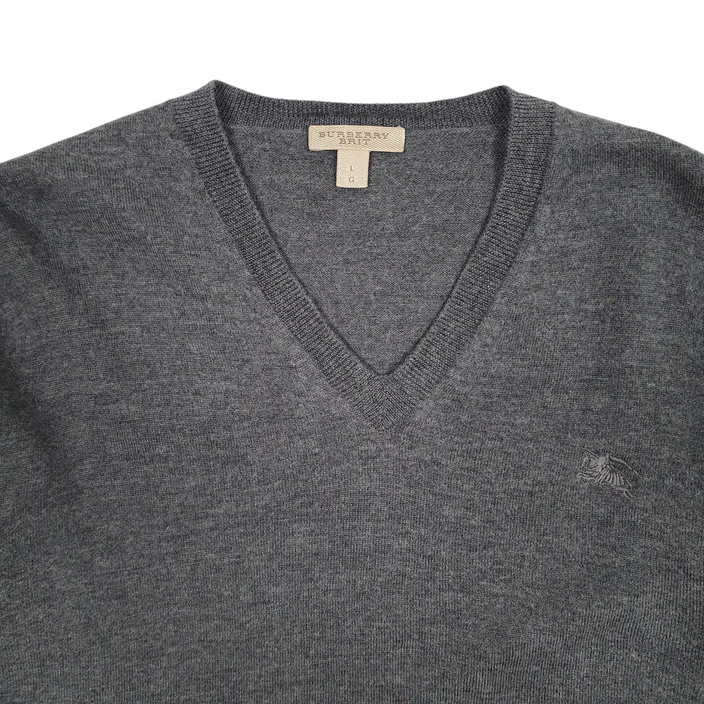Mens Grey Burberry  V Neck Jumper