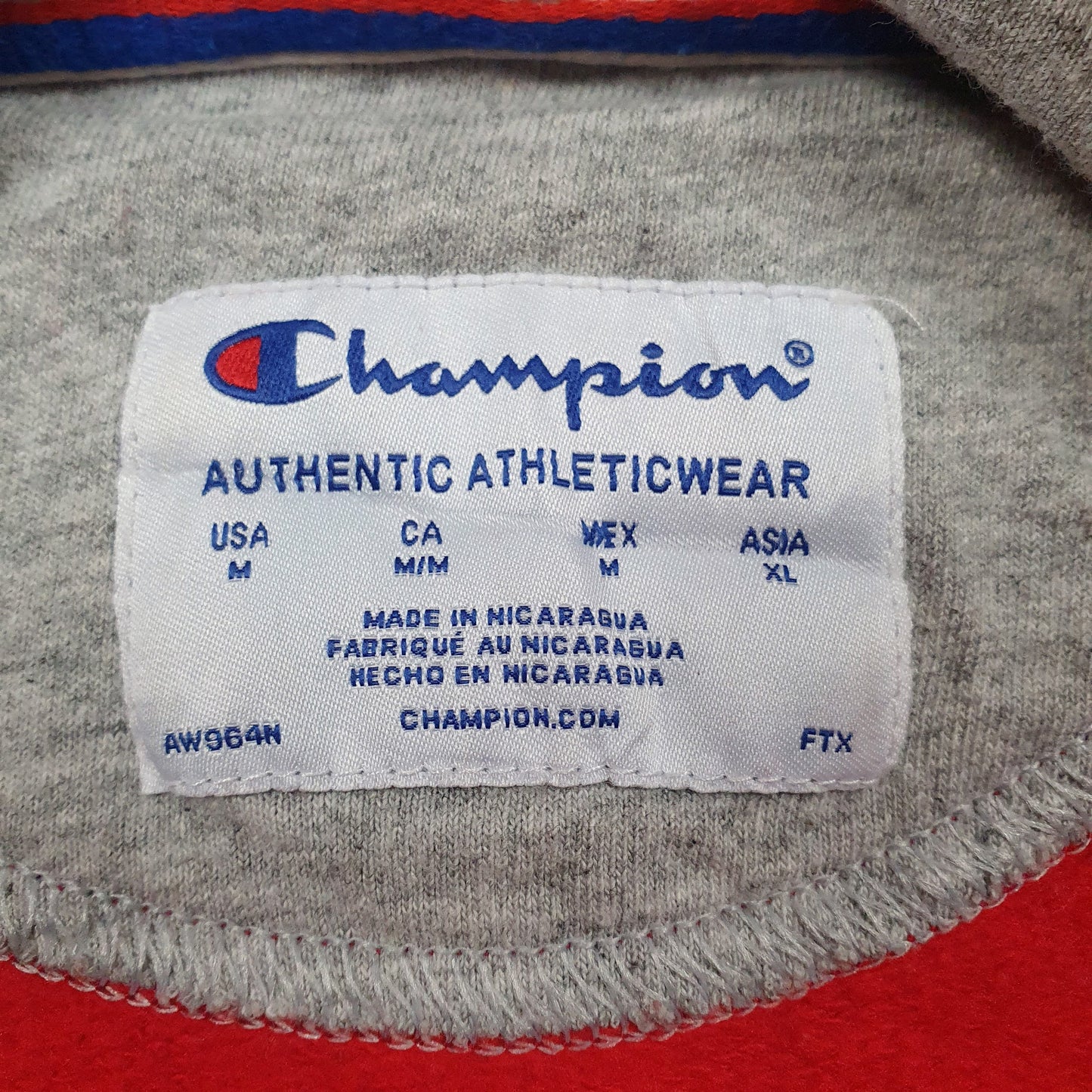 Mens Red Champion Spellout Hoodie Jumper