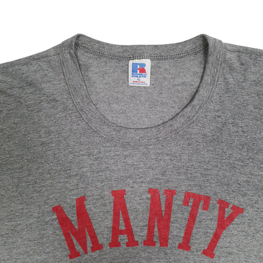 Mens Grey Russell Athletic Single Stitch Vintage 90s Manty  T Shirt