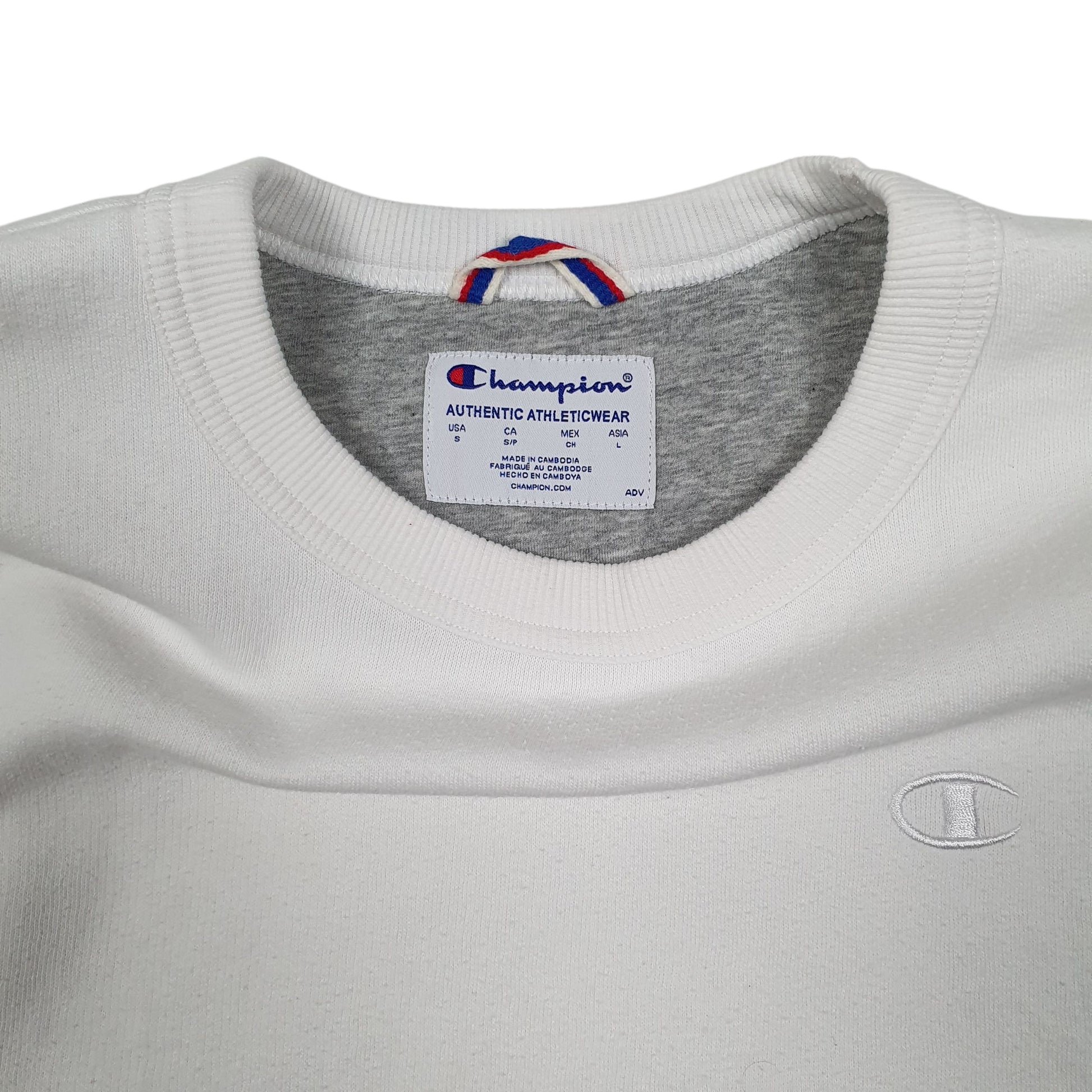 Mens White Champion  Crewneck Jumper