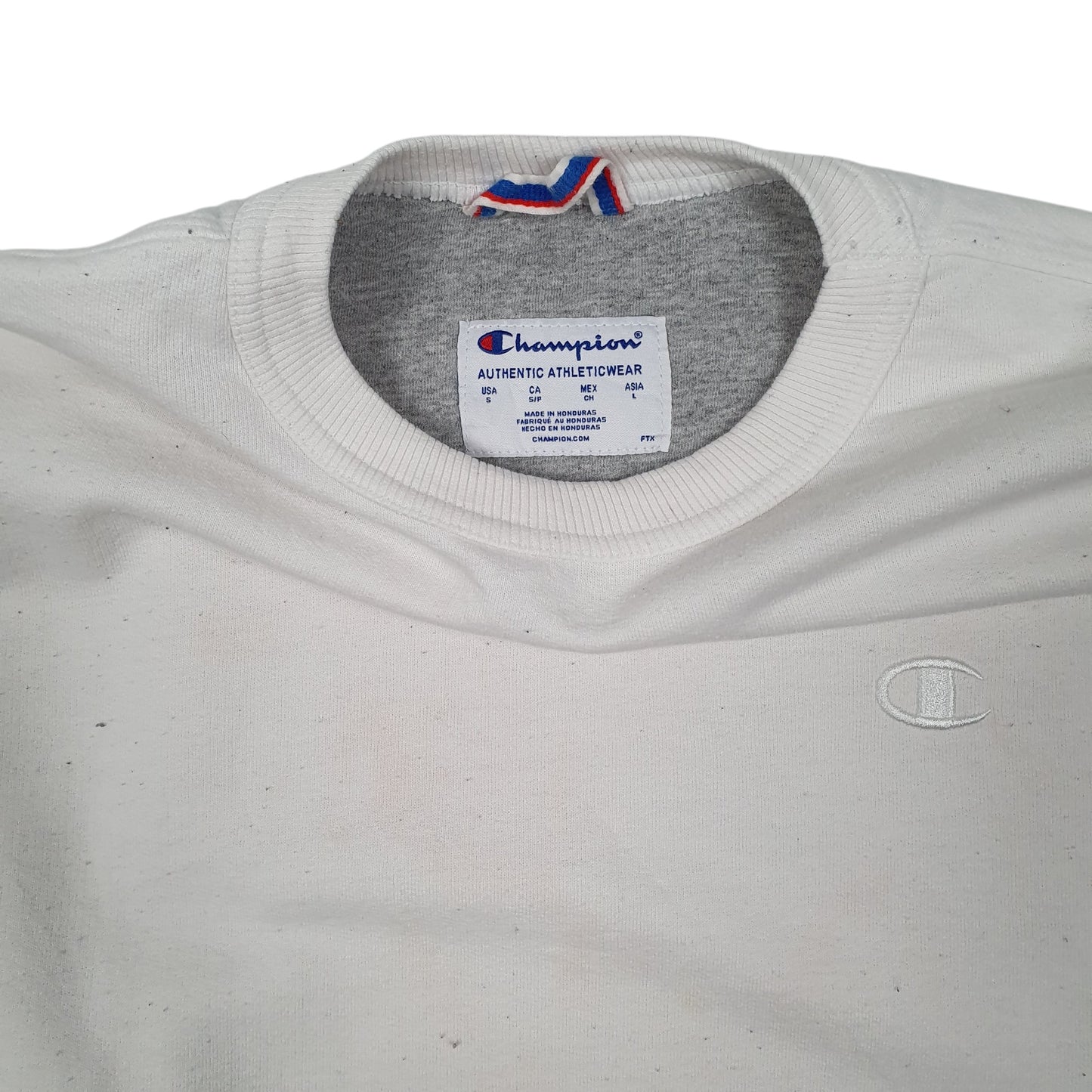 Mens White Champion  Crewneck Jumper