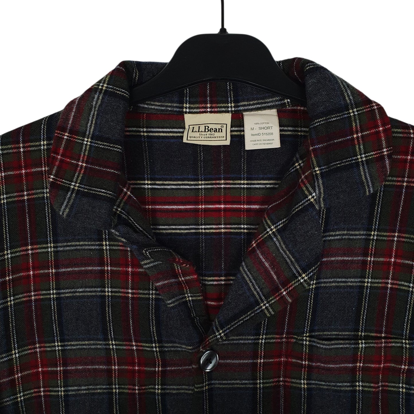 Mens Grey L.L.Bean Scotch Plaid Flannel Cardigan  Shirt
