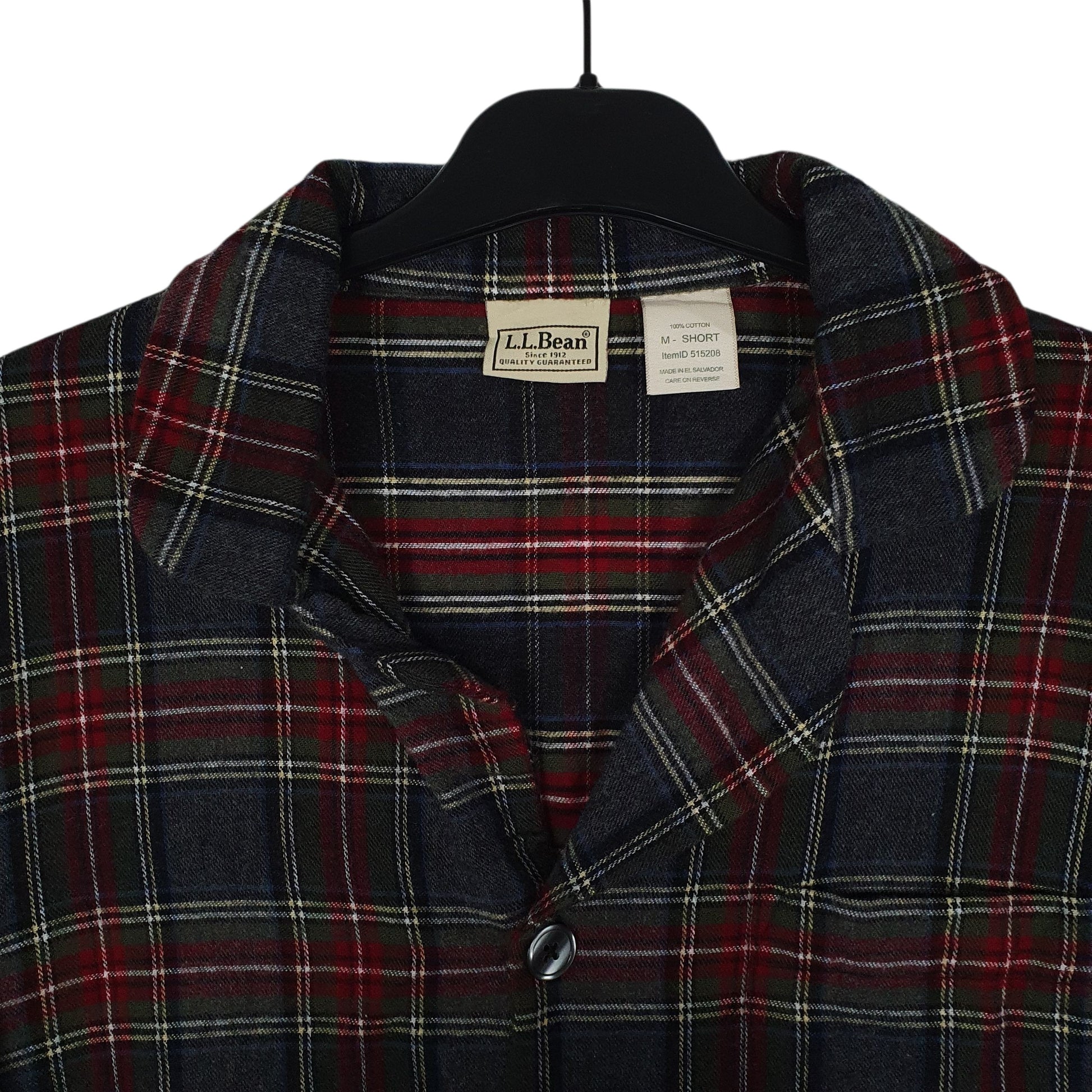 Mens Grey L.L.Bean Scotch Plaid Flannel Cardigan  Shirt