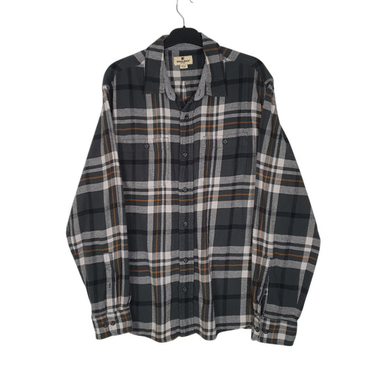 Mens Grey Woolrich Thick Flannel Long Sleeve Shirt