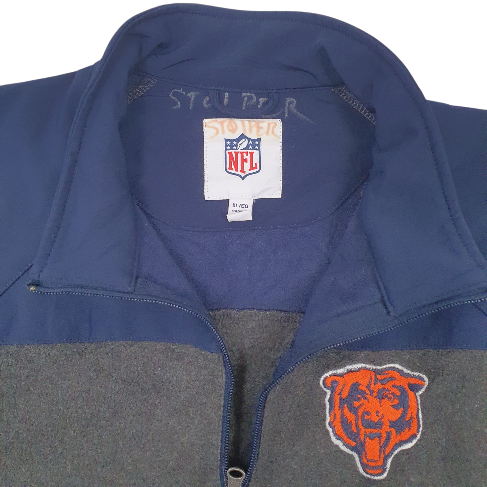 Mens Grey NFL Chicago Bears Quarter Zip Jumper